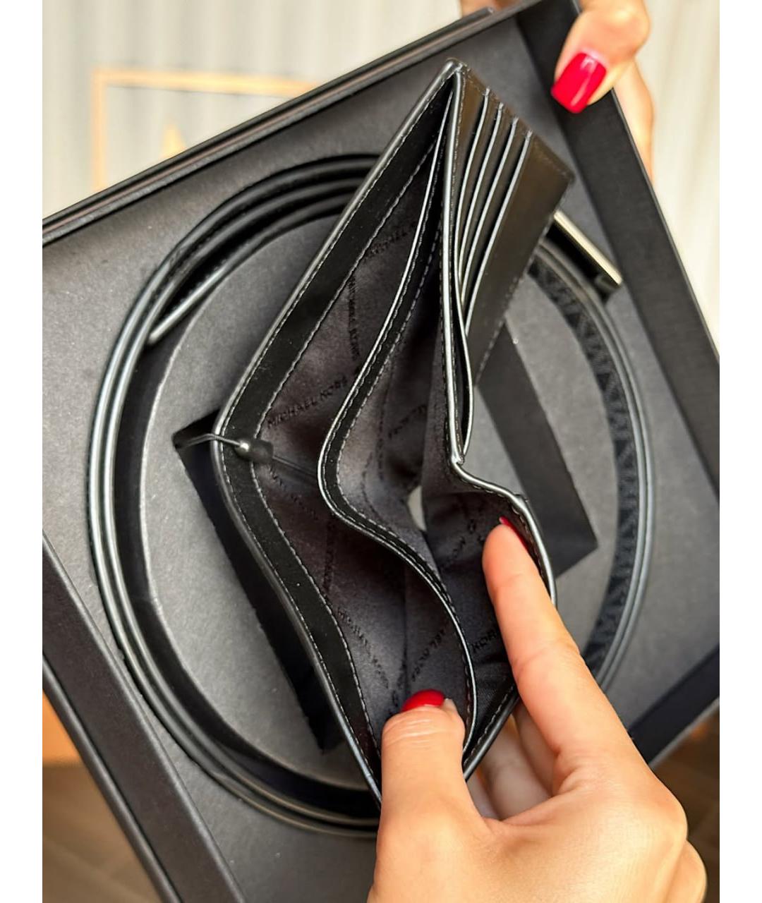 MICHAEL KORS Черный кожаный кошелек, фото 6