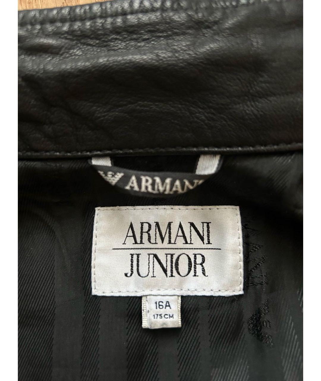 ARMANI JUNIOR Черная кожаная куртка, фото 6