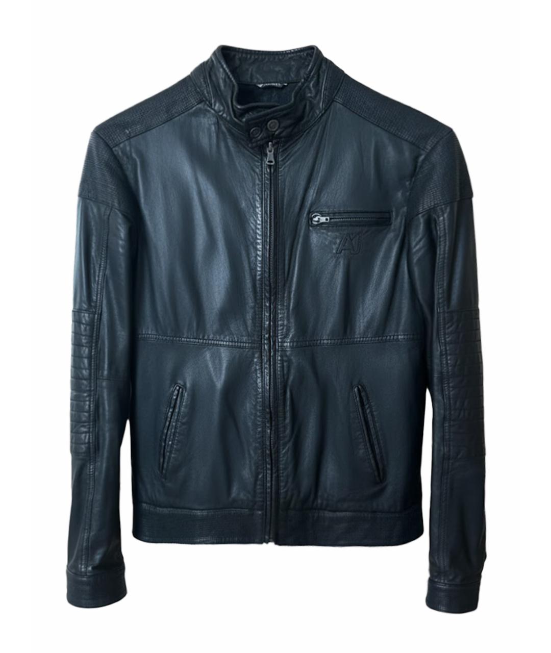 ARMANI JUNIOR Черная кожаная куртка, фото 1