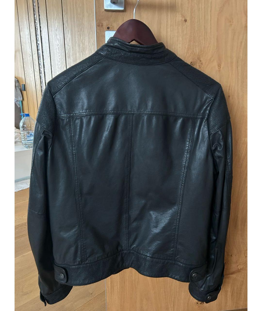 ARMANI JUNIOR Черная кожаная куртка, фото 2
