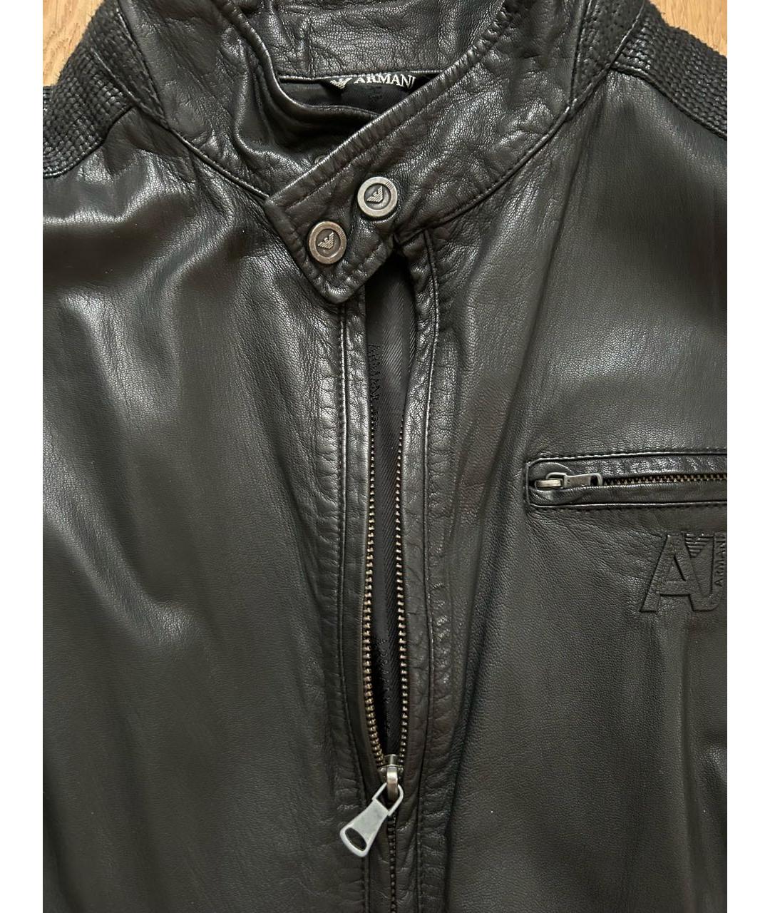 ARMANI JUNIOR Черная кожаная куртка, фото 3