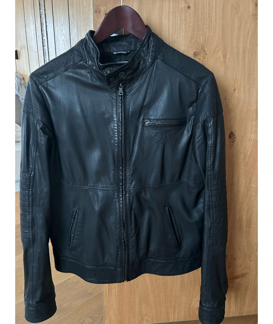 ARMANI JUNIOR Черная кожаная куртка, фото 8