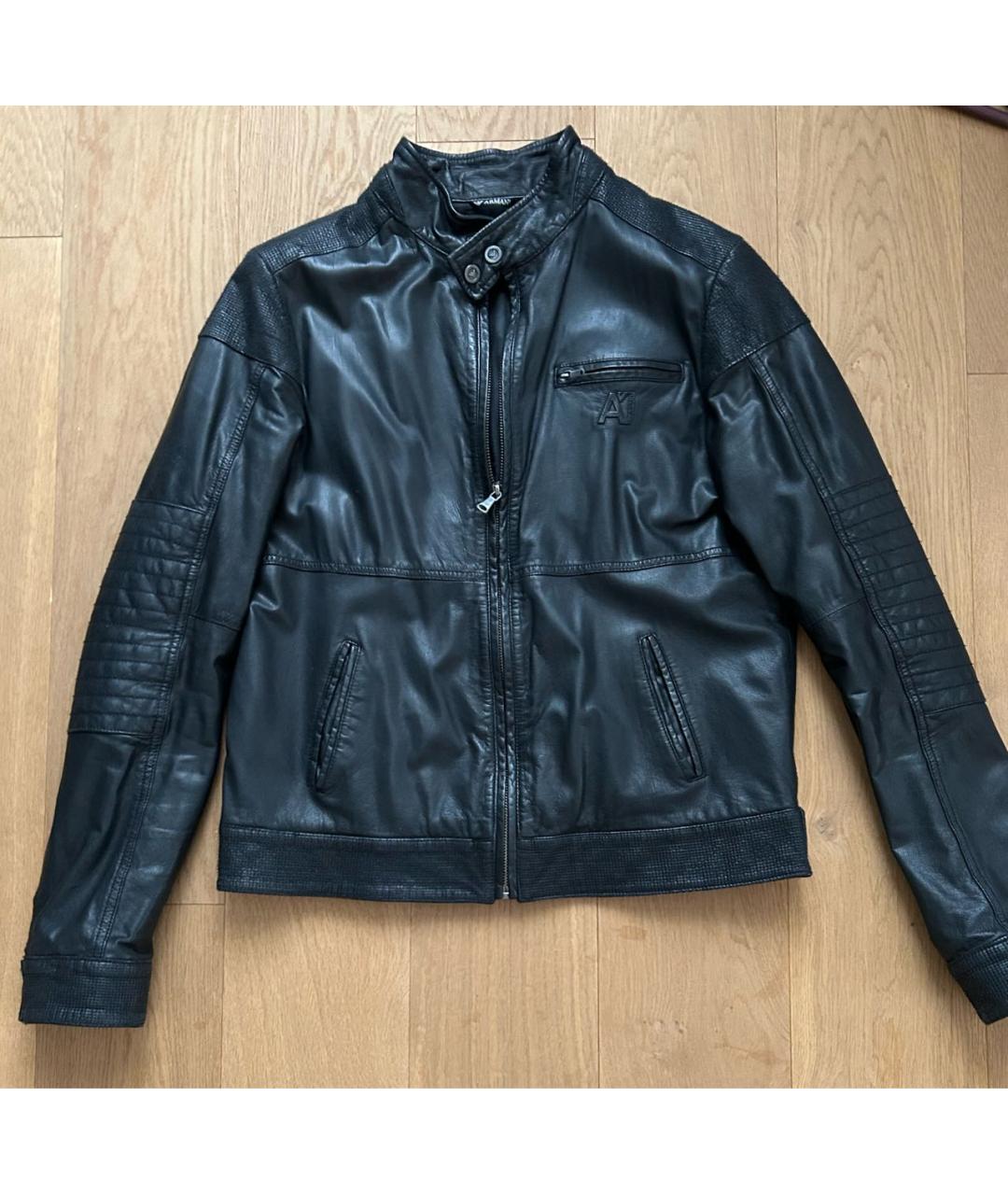 ARMANI JUNIOR Черная кожаная куртка, фото 5