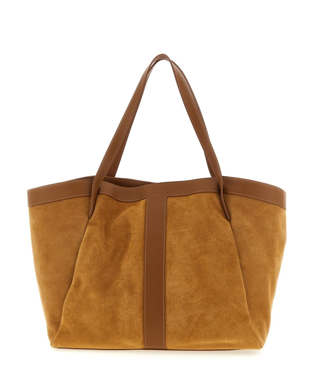 TWIN-SET Коричневая замшевая сумка тоут, фото 1