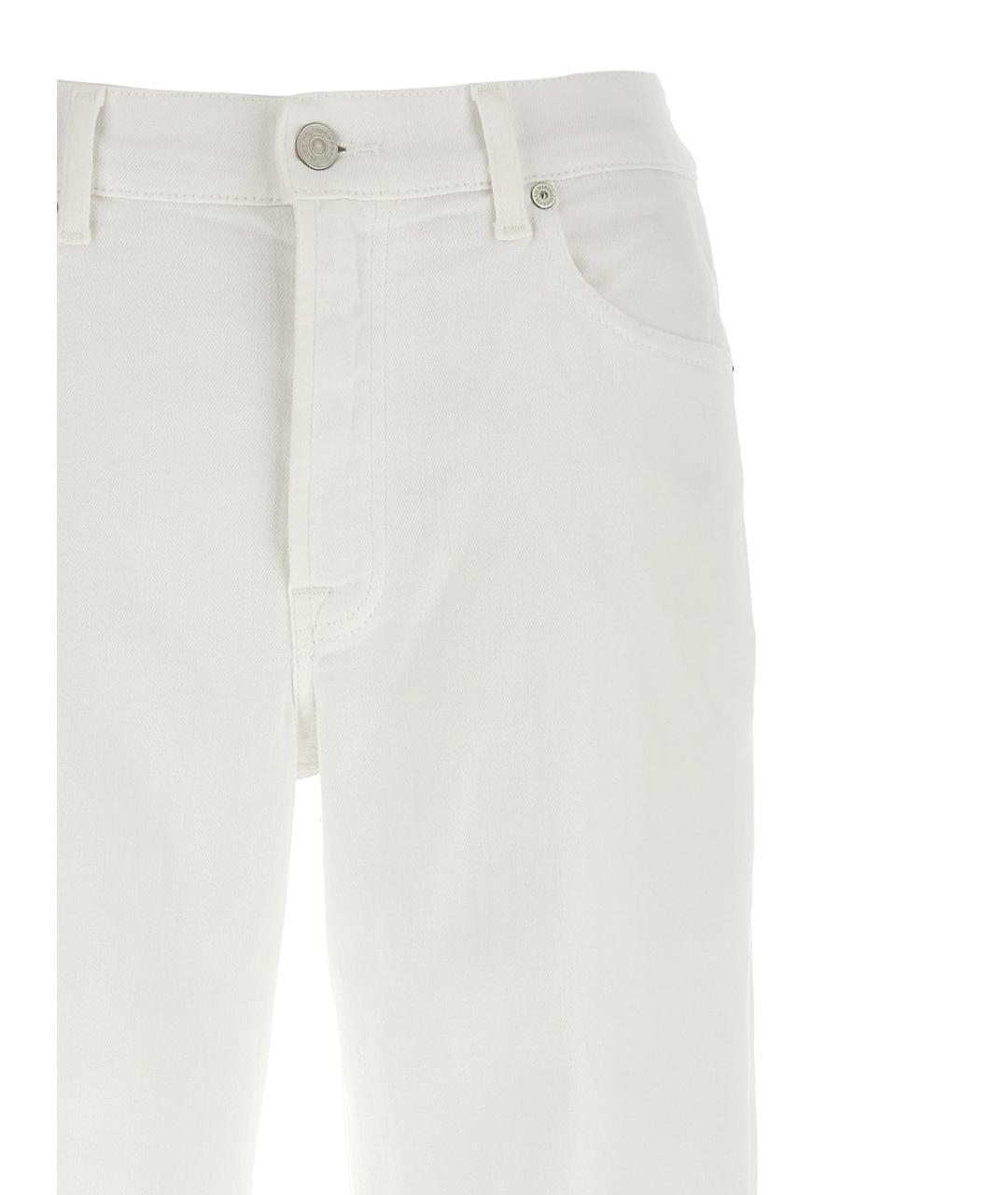 7 FOR ALL MANKIND Белые хлопковые прямые джинсы, фото 3