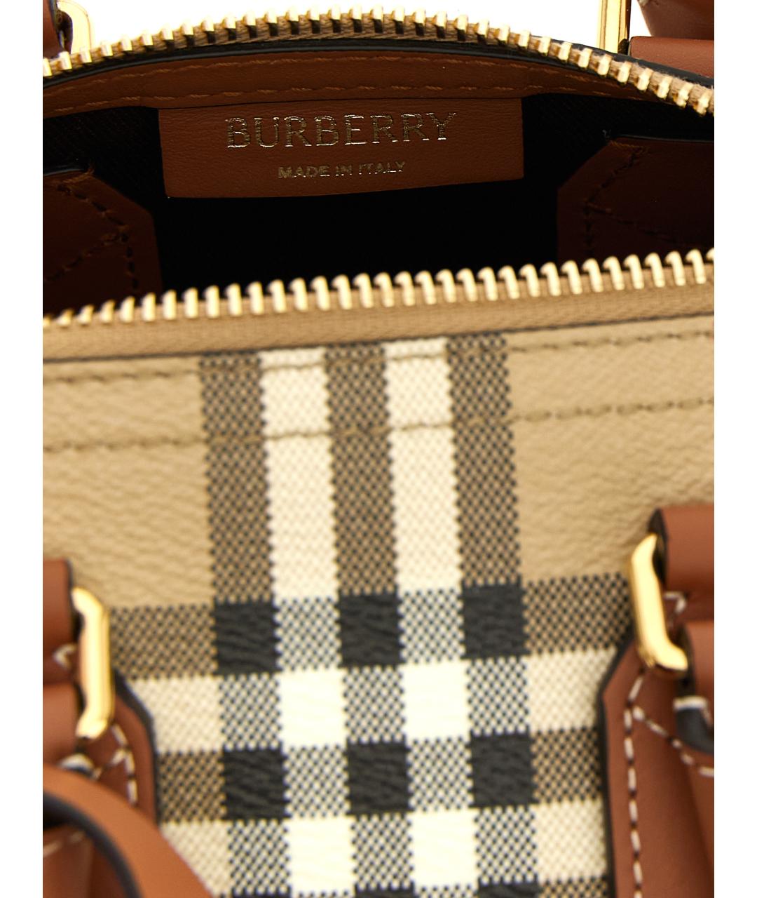 BURBERRY Бежевая сумка тоут из канвы, фото 4