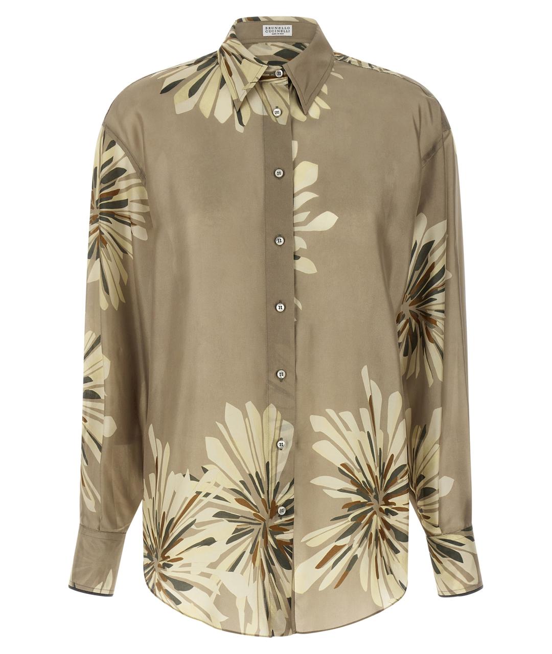 BRUNELLO CUCINELLI Зеленая шелковая рубашка, фото 1