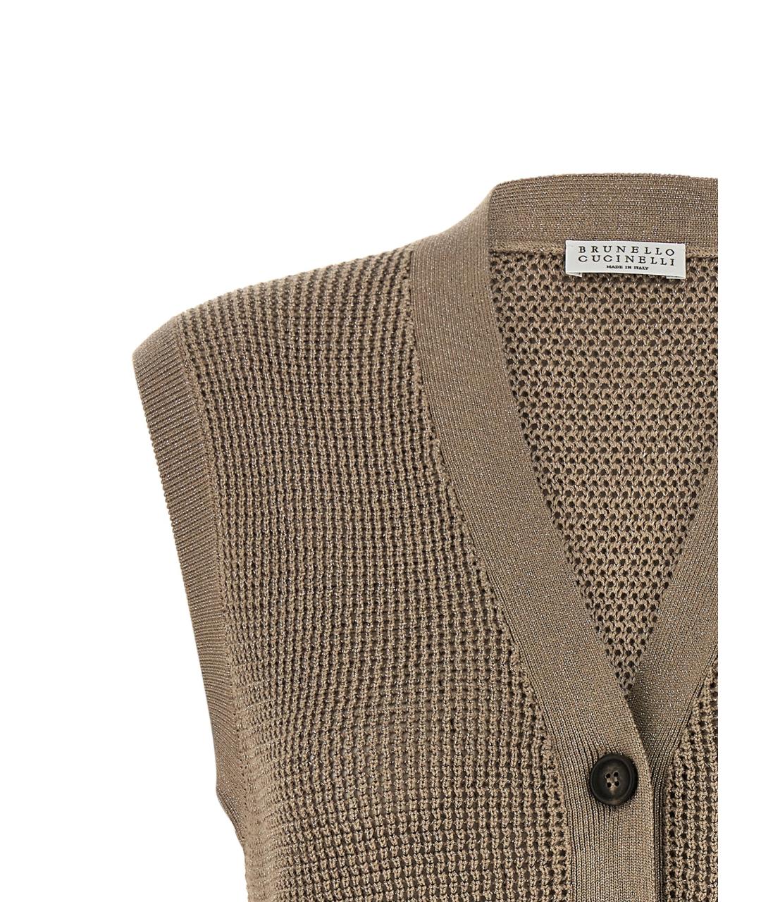 BRUNELLO CUCINELLI Коричневая хлопковая жилетка, фото 3