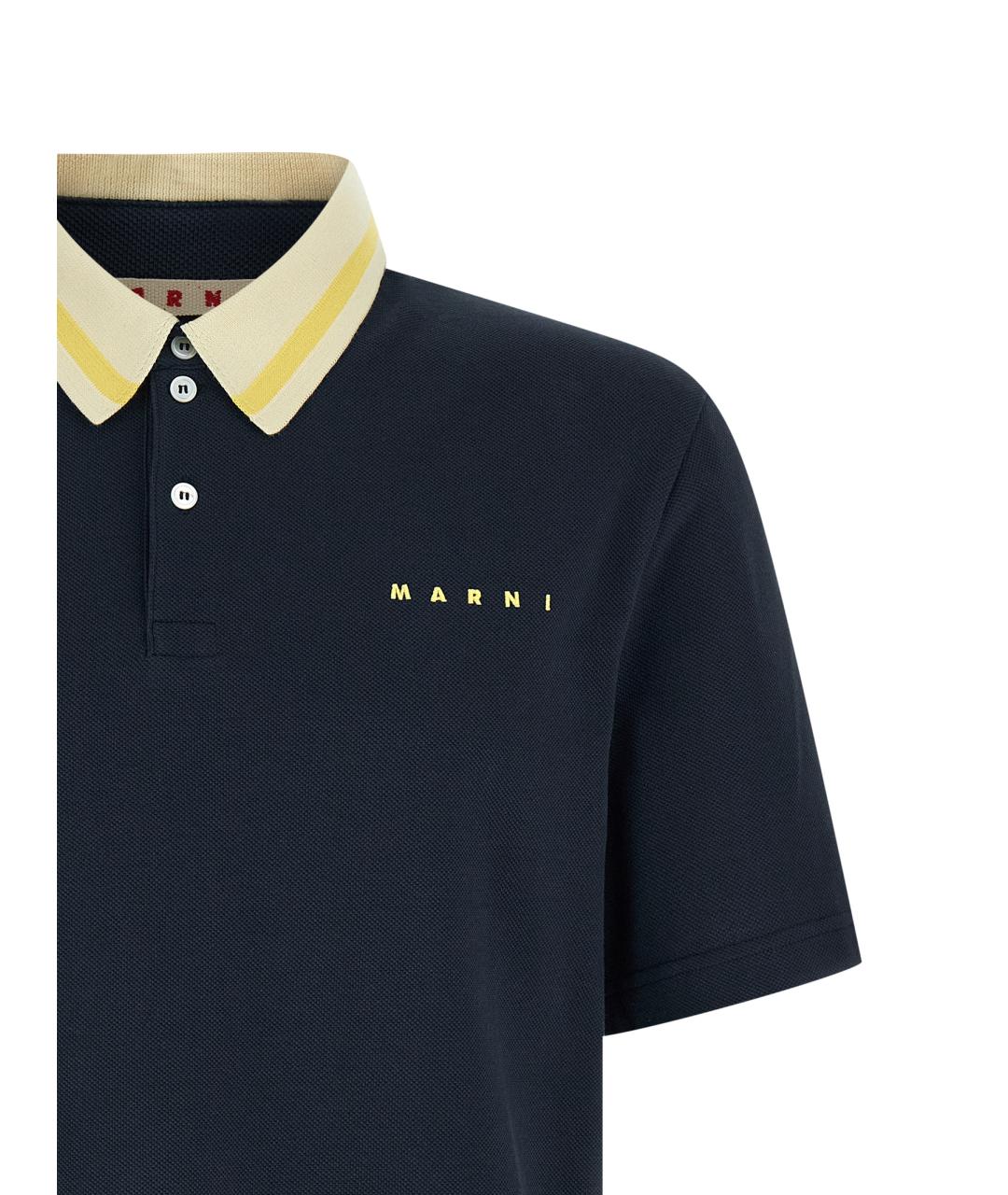 MARNI Синее хлопковое поло с коротким рукавом, фото 3