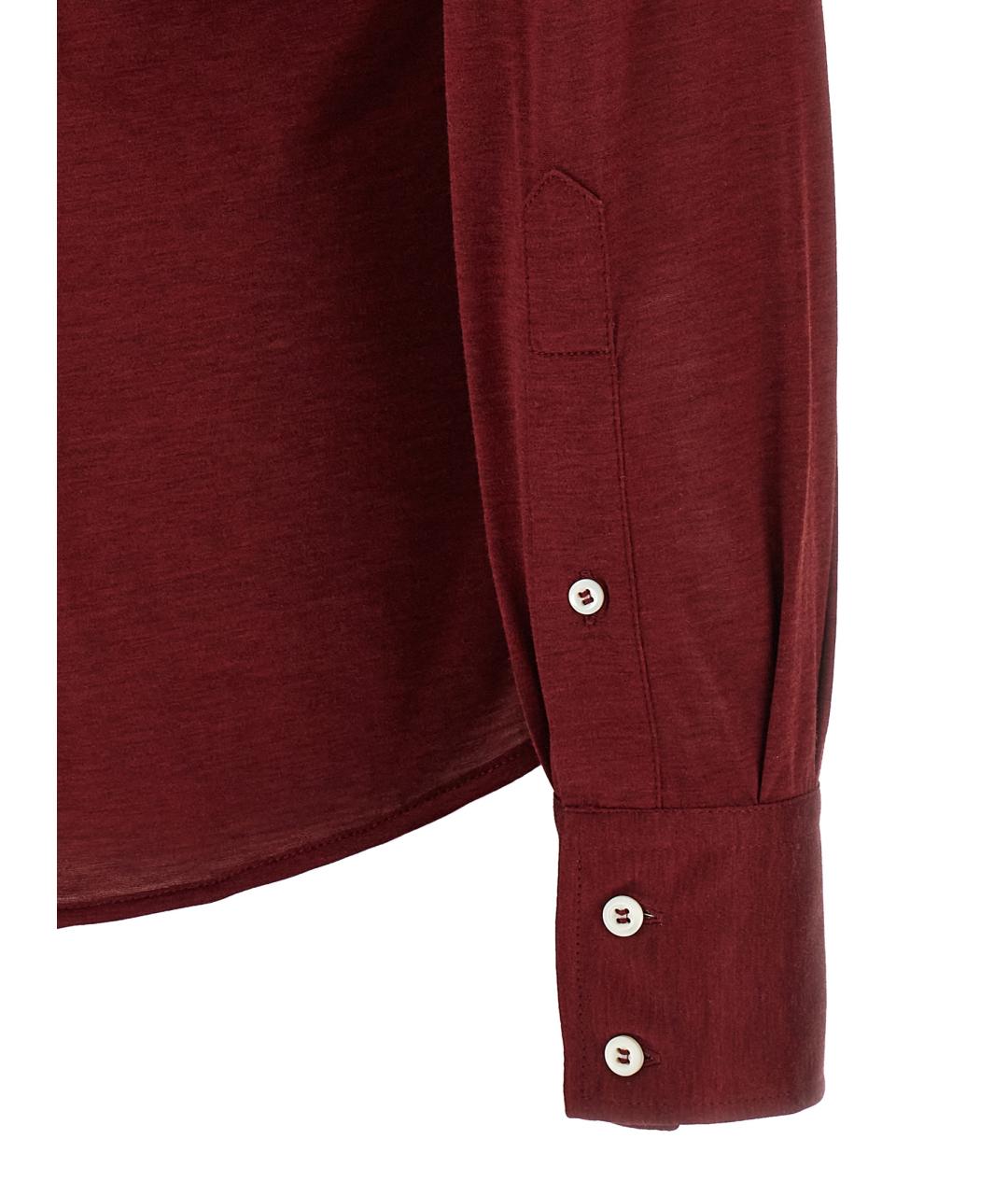 BRUNELLO CUCINELLI Бордовая шелковая кэжуал рубашка, фото 4