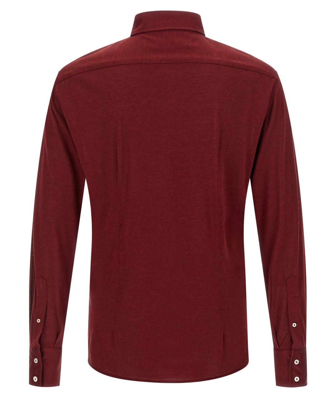 BRUNELLO CUCINELLI Бордовая шелковая кэжуал рубашка, фото 2