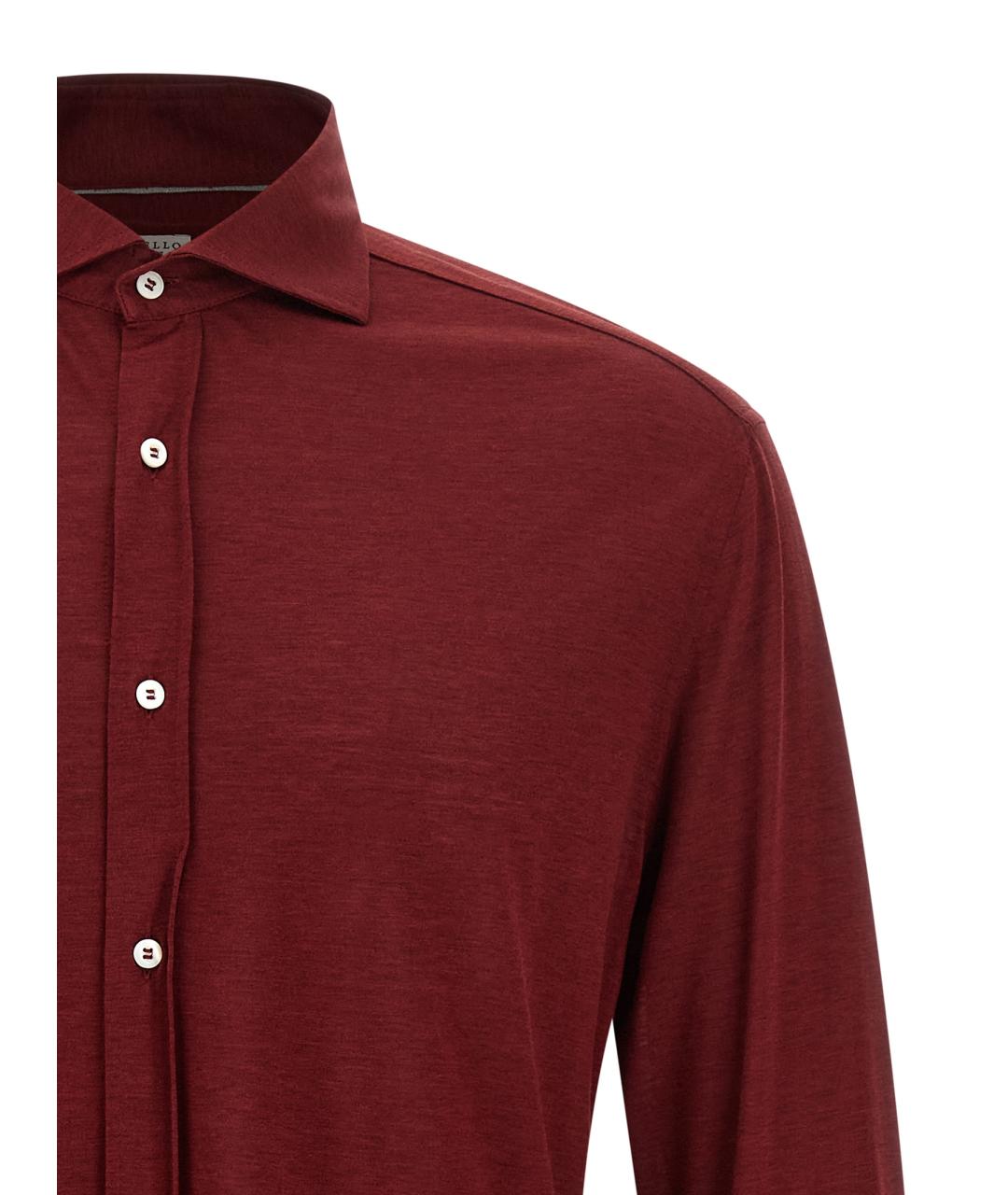 BRUNELLO CUCINELLI Бордовая шелковая кэжуал рубашка, фото 3