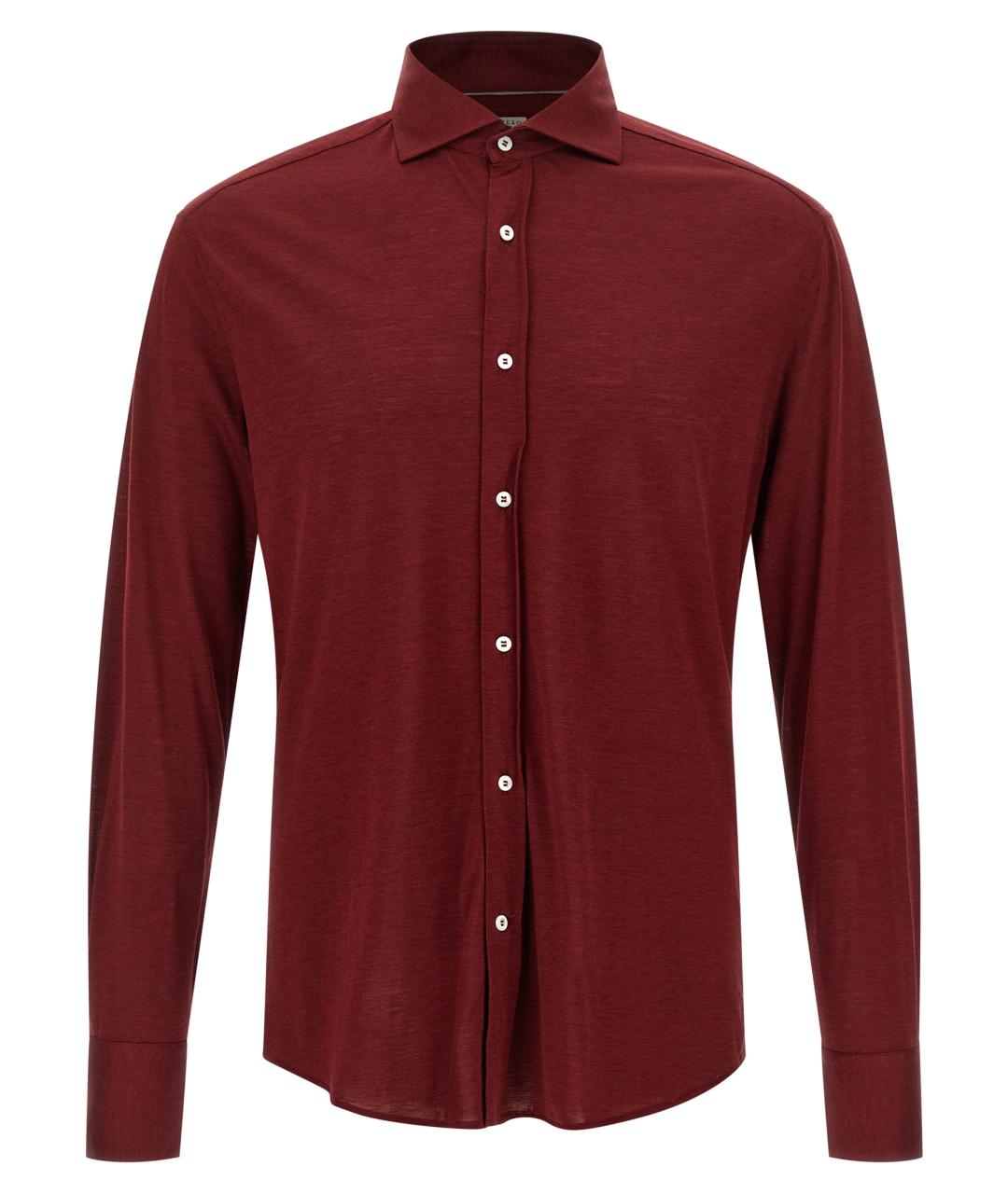 BRUNELLO CUCINELLI Бордовая шелковая кэжуал рубашка, фото 1