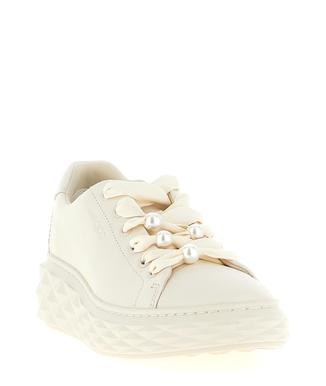 JIMMY CHOO Белые кожаные кроссовки, фото 2