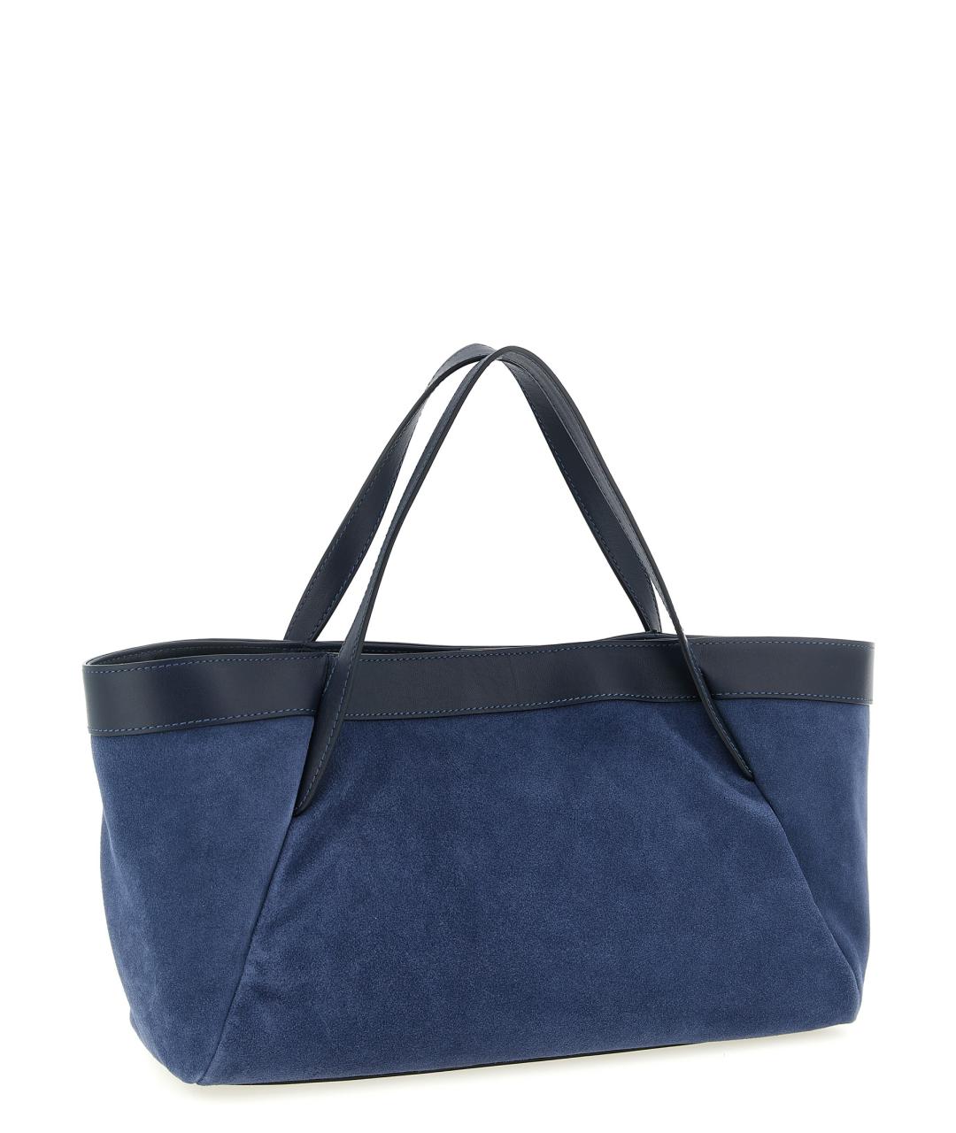 TWIN-SET Синяя замшевая сумка тоут, фото 2