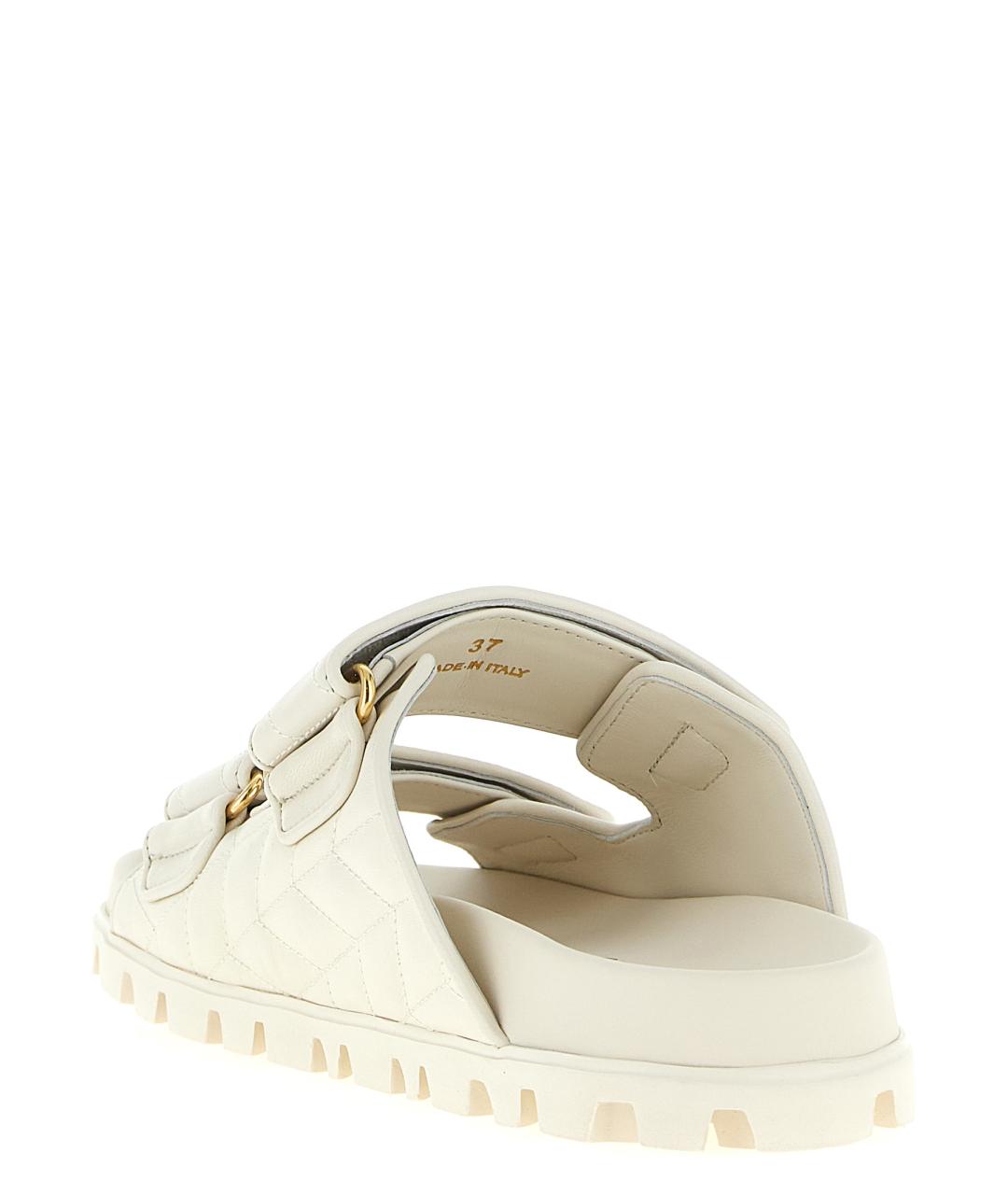 MIU MIU Белые кожаные шлепанцы, фото 3