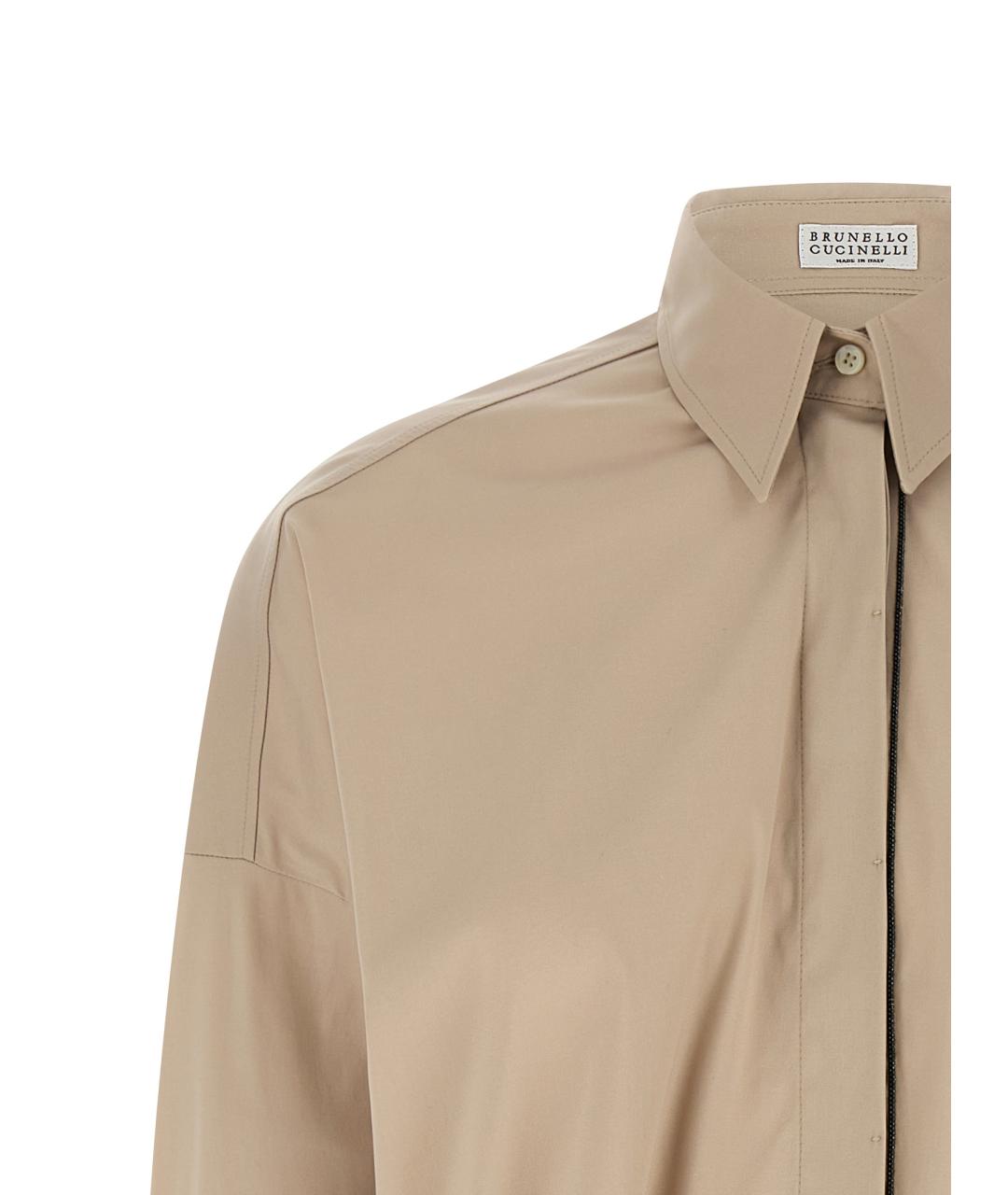 BRUNELLO CUCINELLI Бежевая хлопковая рубашка, фото 3