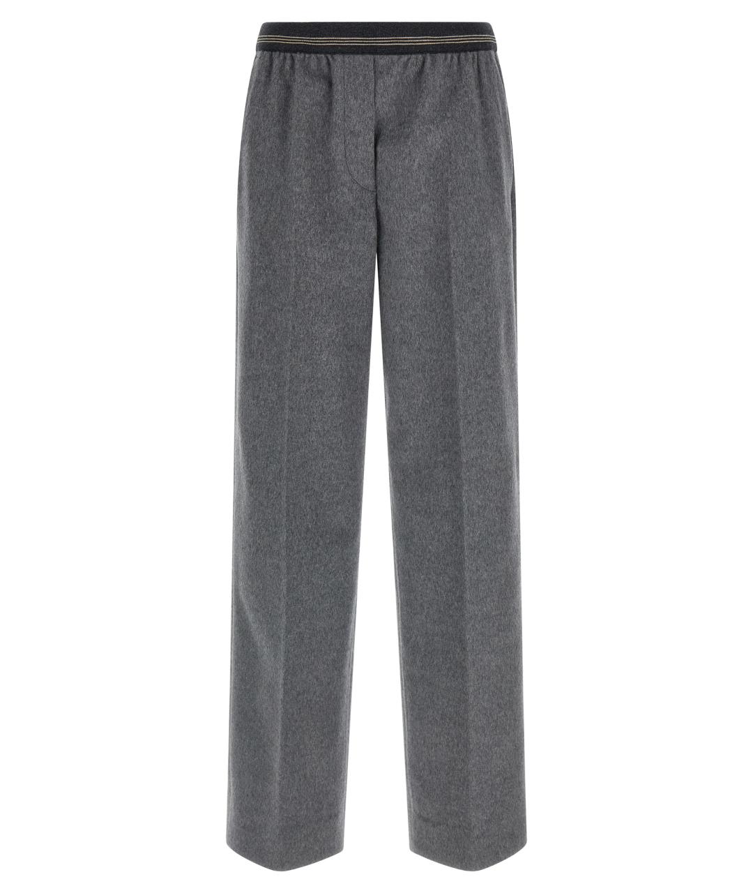 MIU MIU Серые шерстяные прямые брюки, фото 1