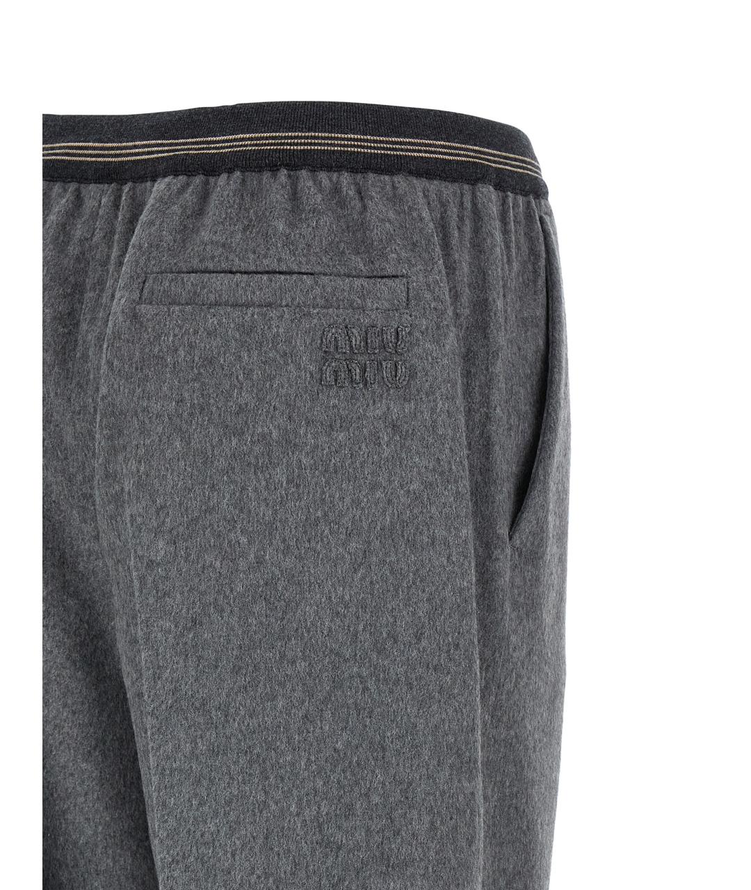 MIU MIU Серые шерстяные прямые брюки, фото 4