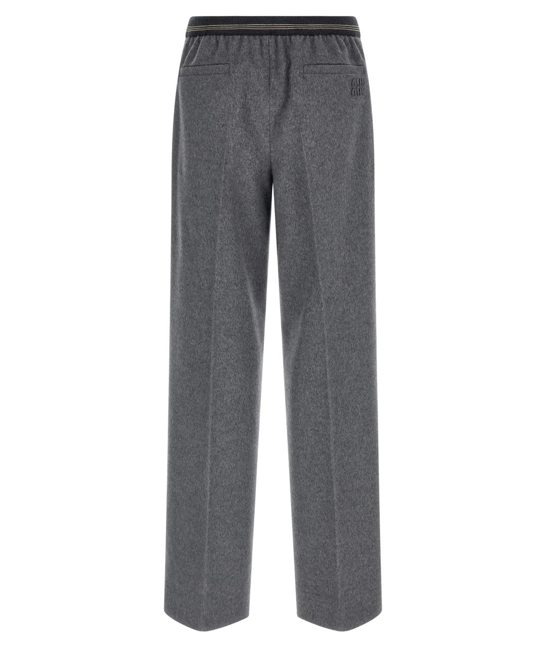 MIU MIU Серые шерстяные прямые брюки, фото 2