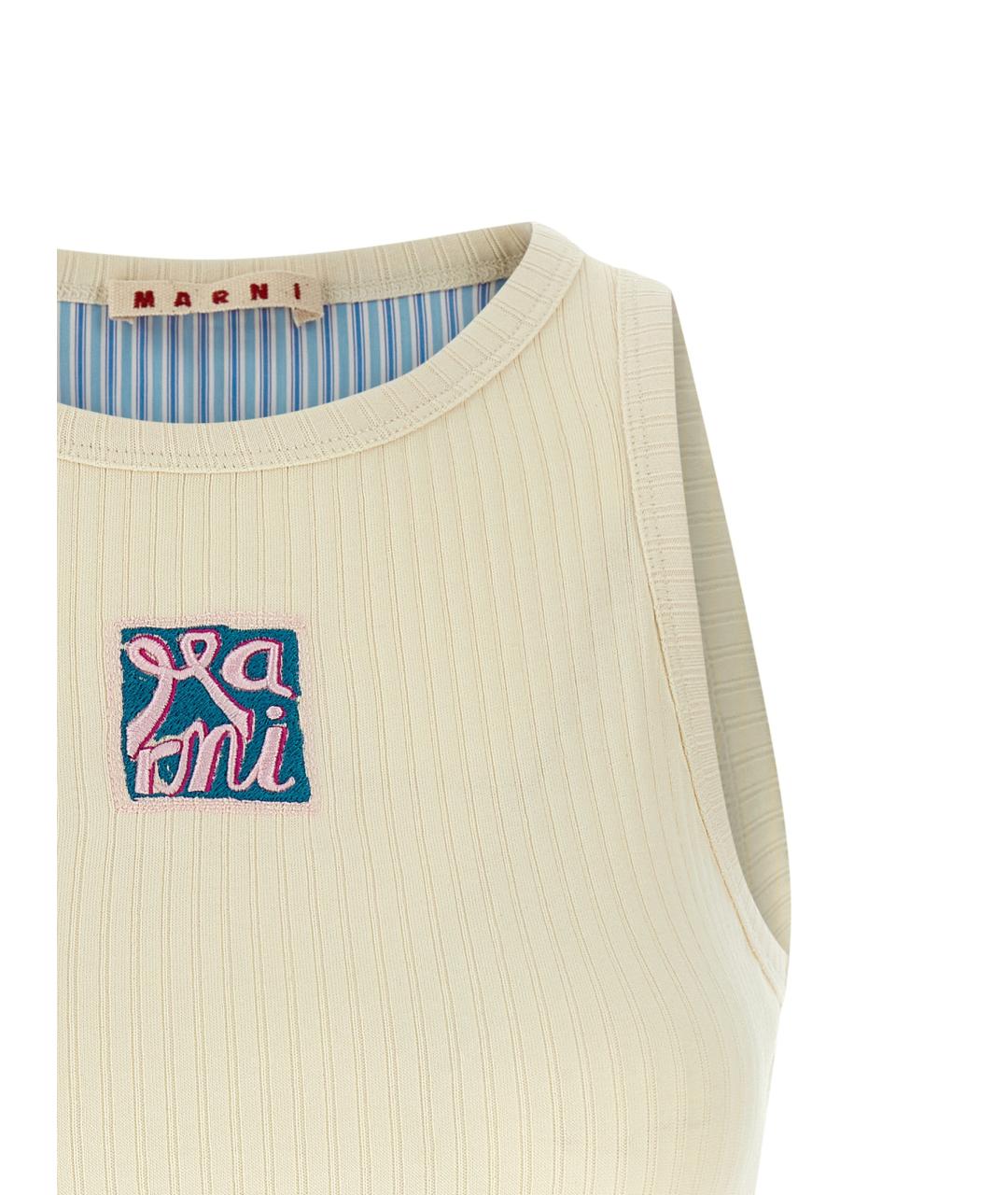 MARNI Бежевая хлопковая майка, фото 3