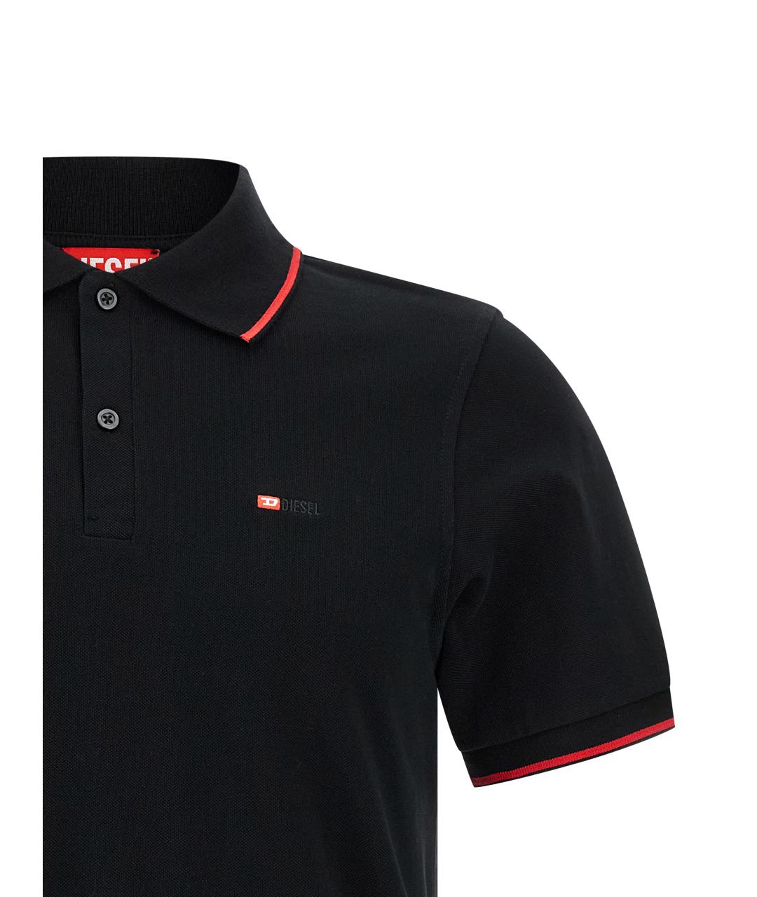 DIESEL Черное хлопковое поло с коротким рукавом, фото 3