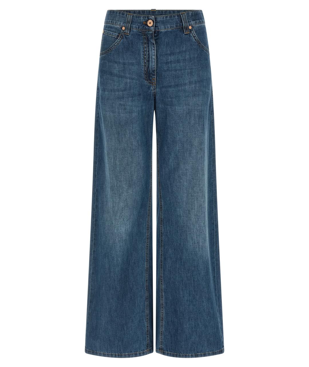 BRUNELLO CUCINELLI Синие хлопковые прямые джинсы, фото 1