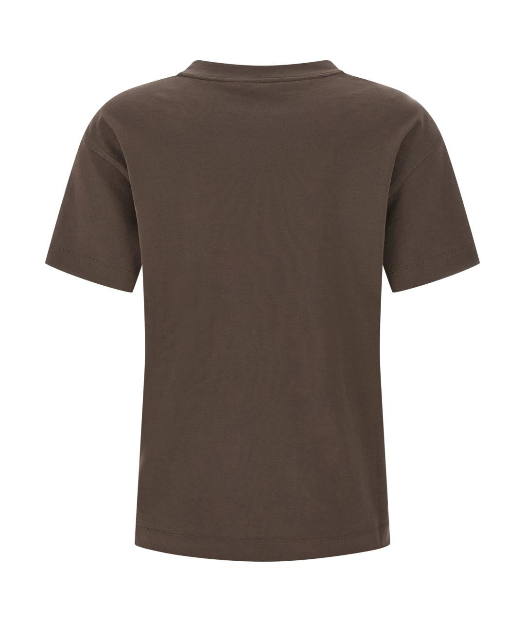 BRUNELLO CUCINELLI Коричневая хлопковая футболка, фото 2