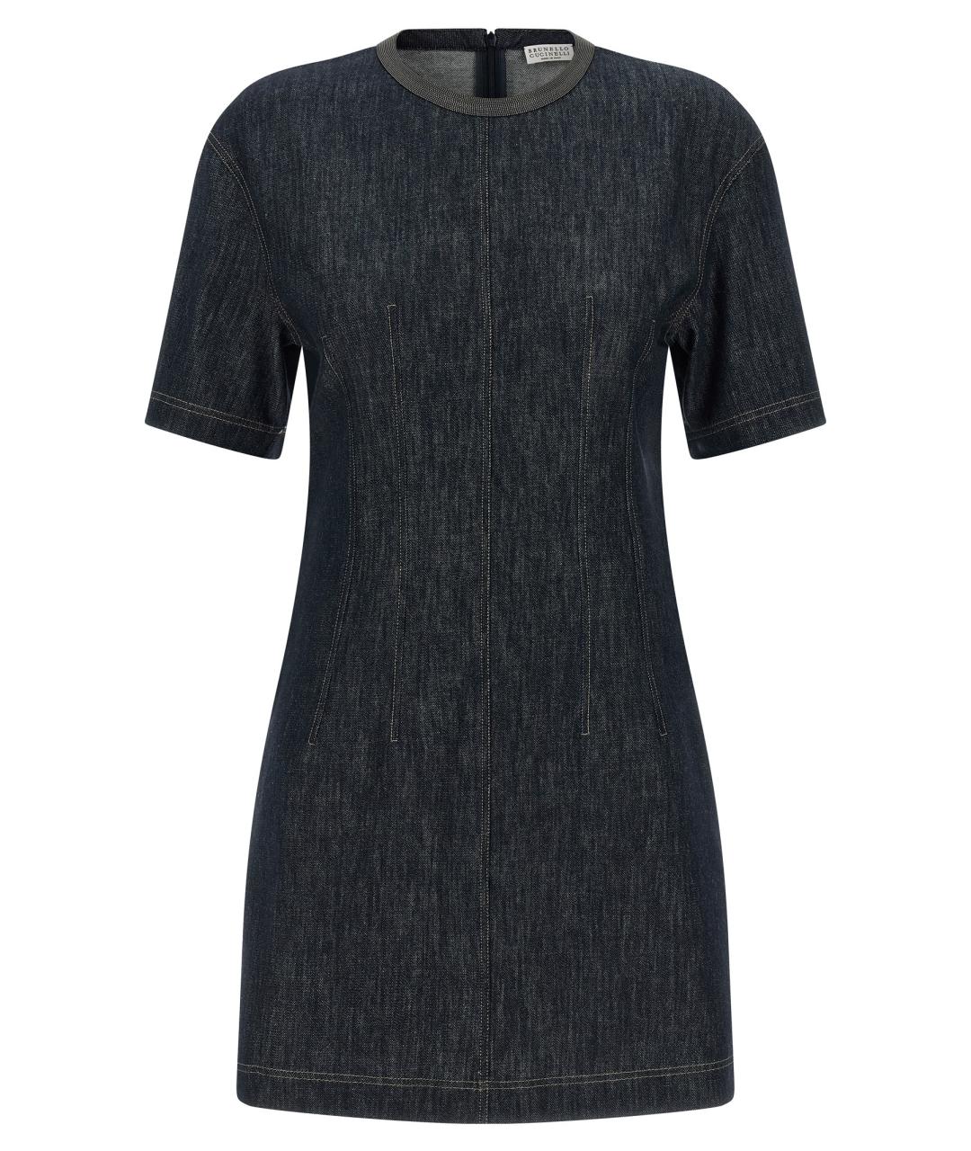 BRUNELLO CUCINELLI Темно-синее хлопковое повседневное платье, фото 1
