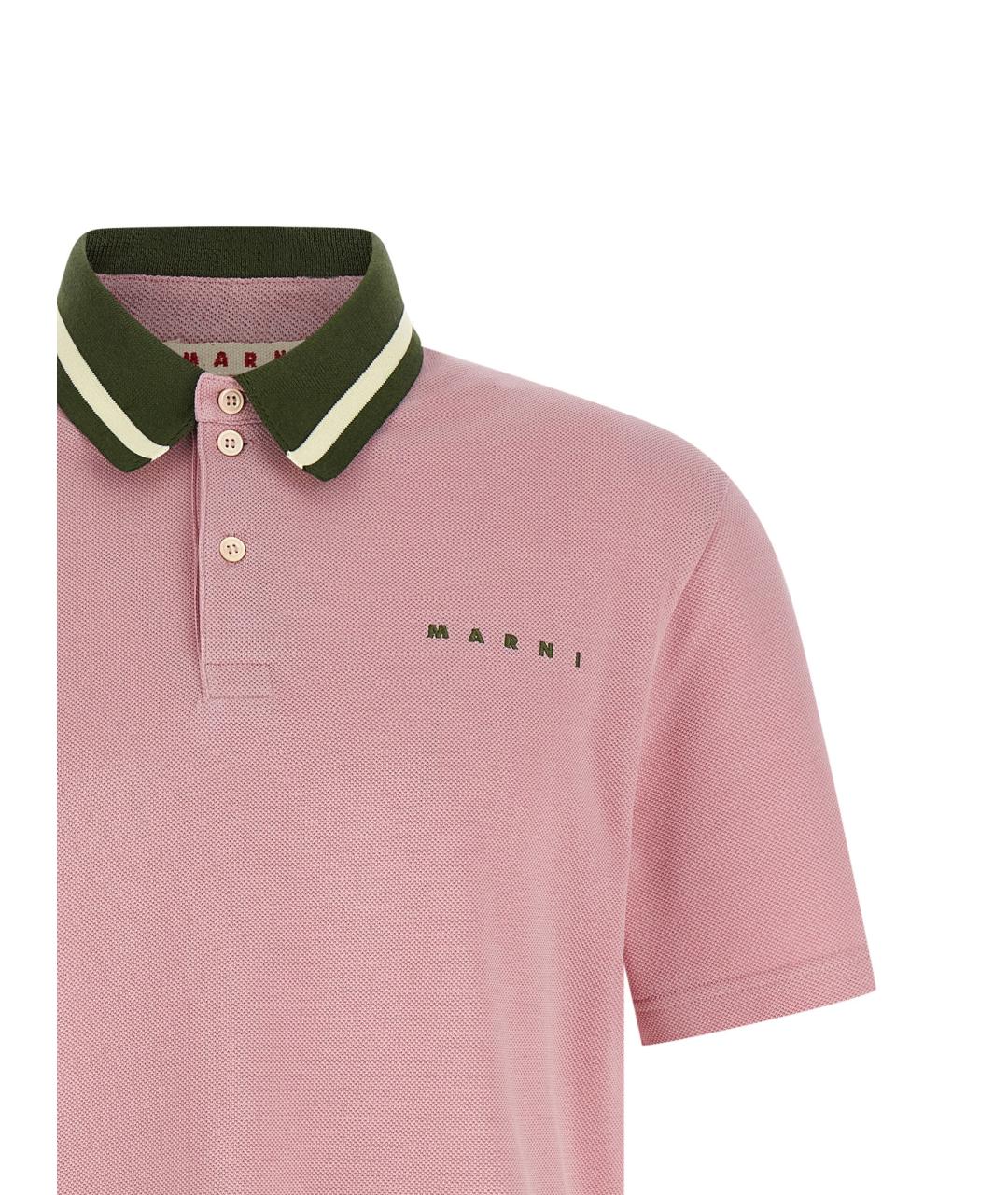 MARNI Розовое хлопковое поло с коротким рукавом, фото 3
