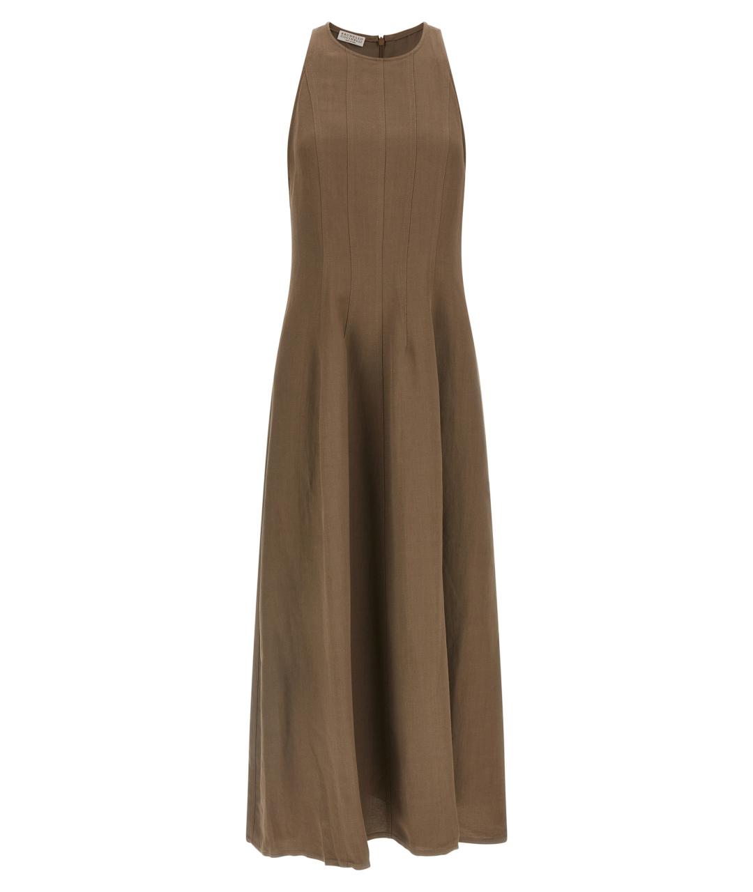 BRUNELLO CUCINELLI Коричневое вискозное повседневное платье, фото 1