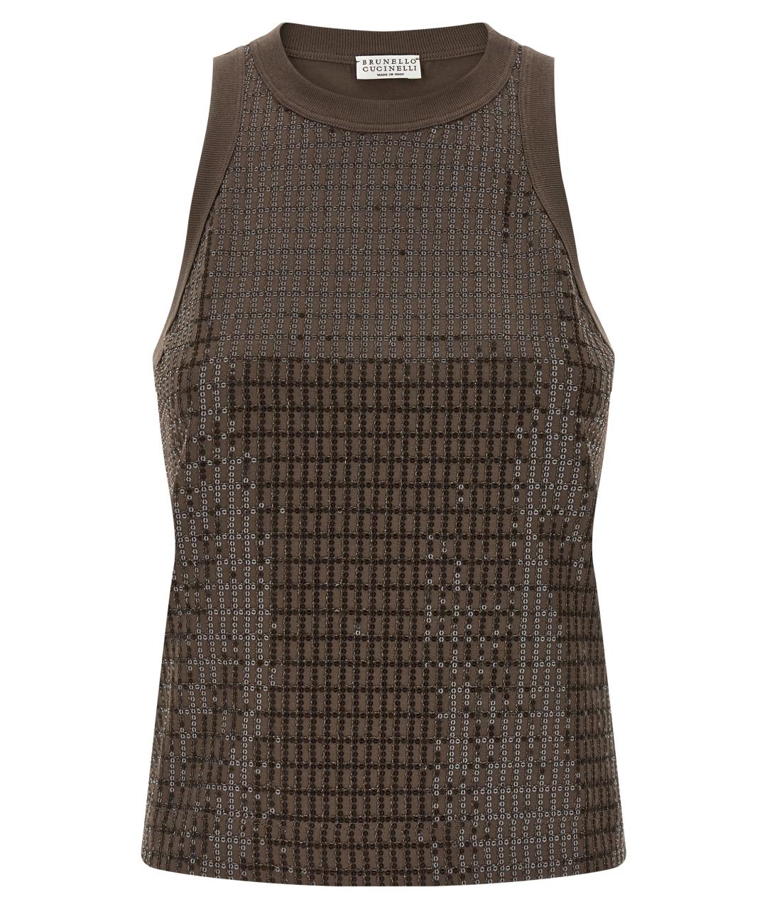 BRUNELLO CUCINELLI Коричневая хлопковая майка, фото 1