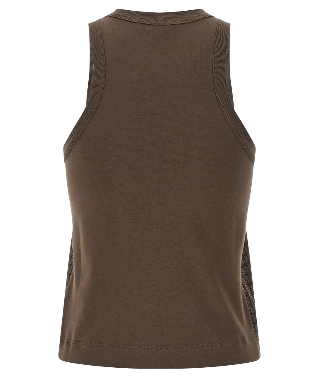 BRUNELLO CUCINELLI Коричневая хлопковая майка, фото 2