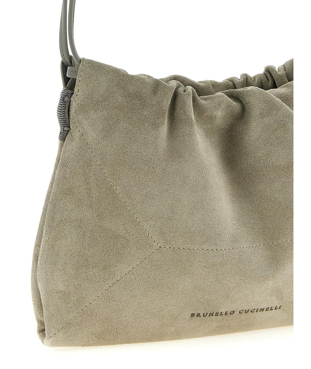 BRUNELLO CUCINELLI Серая замшевая сумка через плечо, фото 3