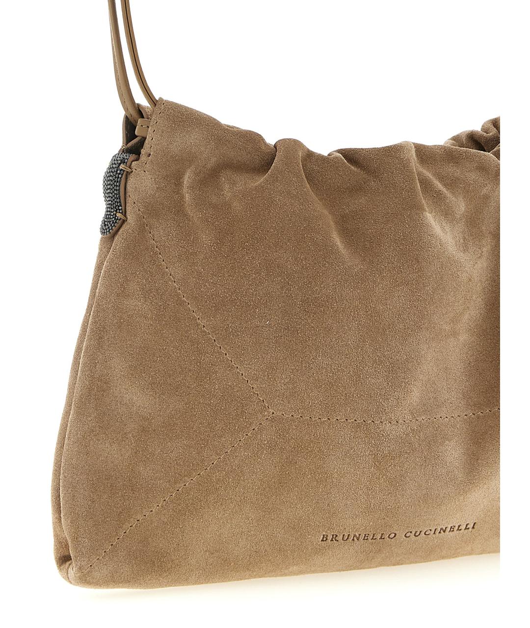 BRUNELLO CUCINELLI Коричневая замшевая сумка через плечо, фото 3