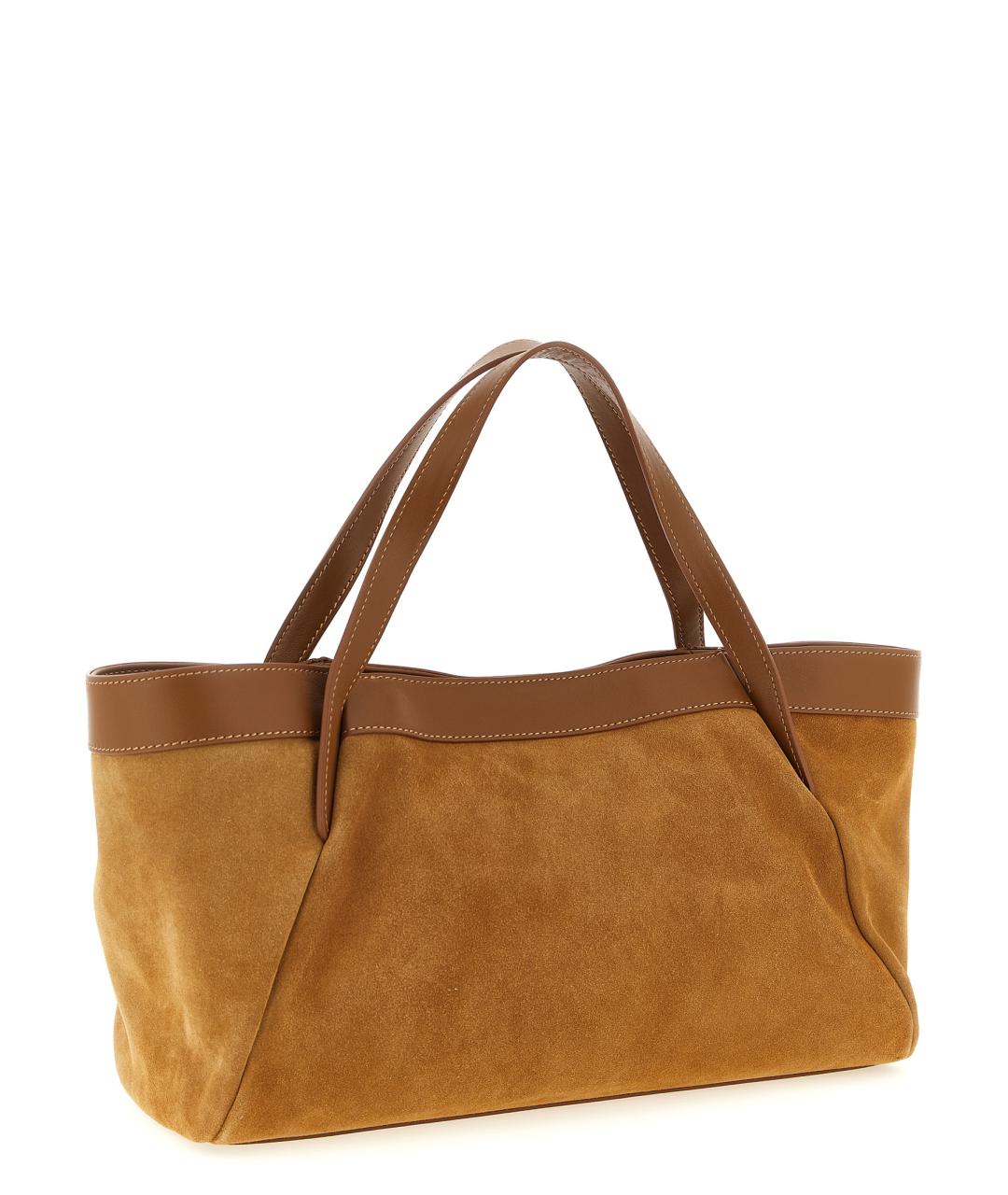 TWIN-SET Коричневая замшевая сумка тоут, фото 2