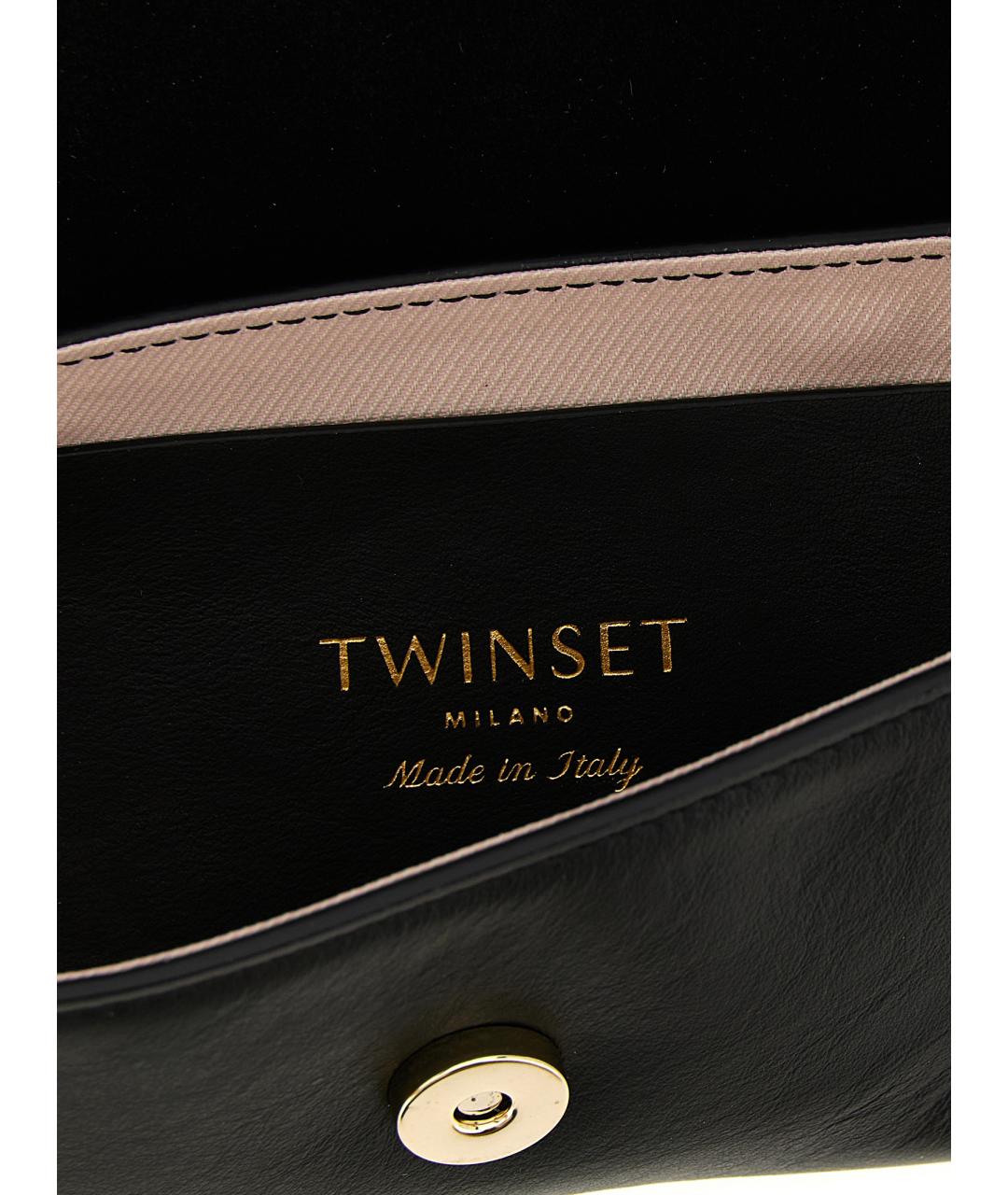 TWIN-SET Черная кожаная сумка через плечо, фото 4