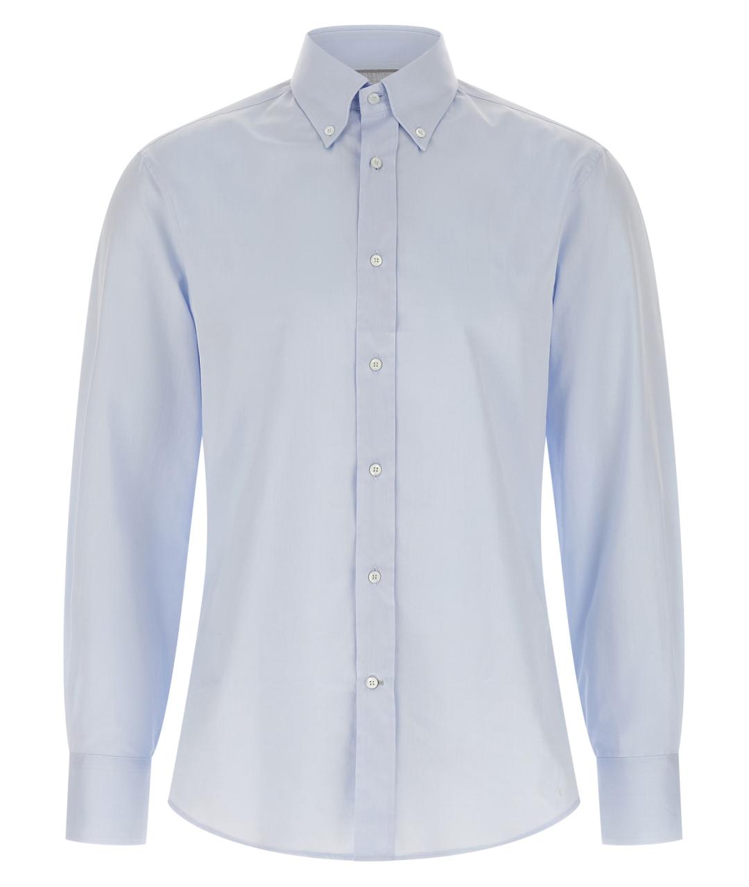 BRUNELLO CUCINELLI Голубая хлопковая кэжуал рубашка, фото 1