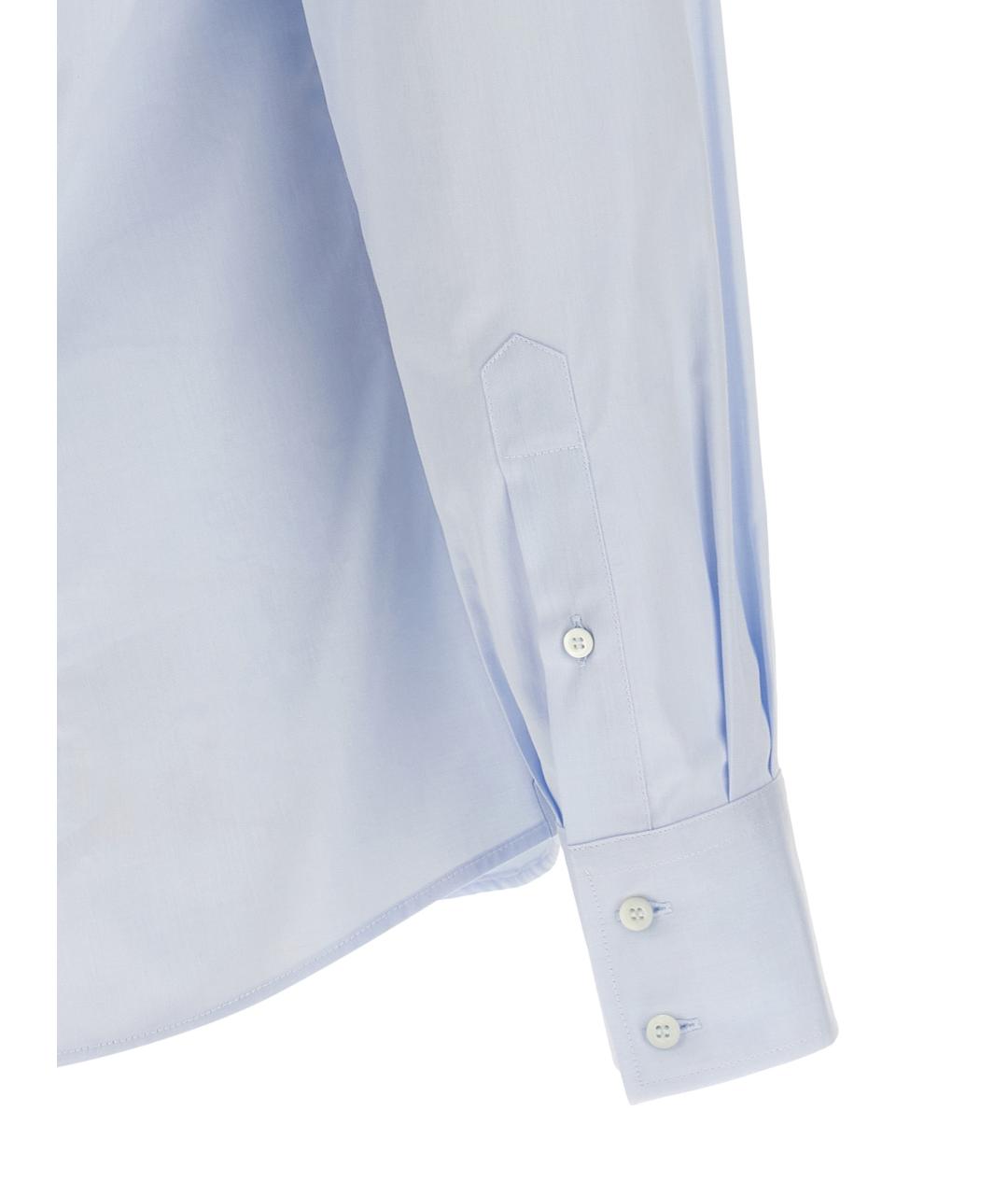 BRUNELLO CUCINELLI Голубая хлопковая кэжуал рубашка, фото 4