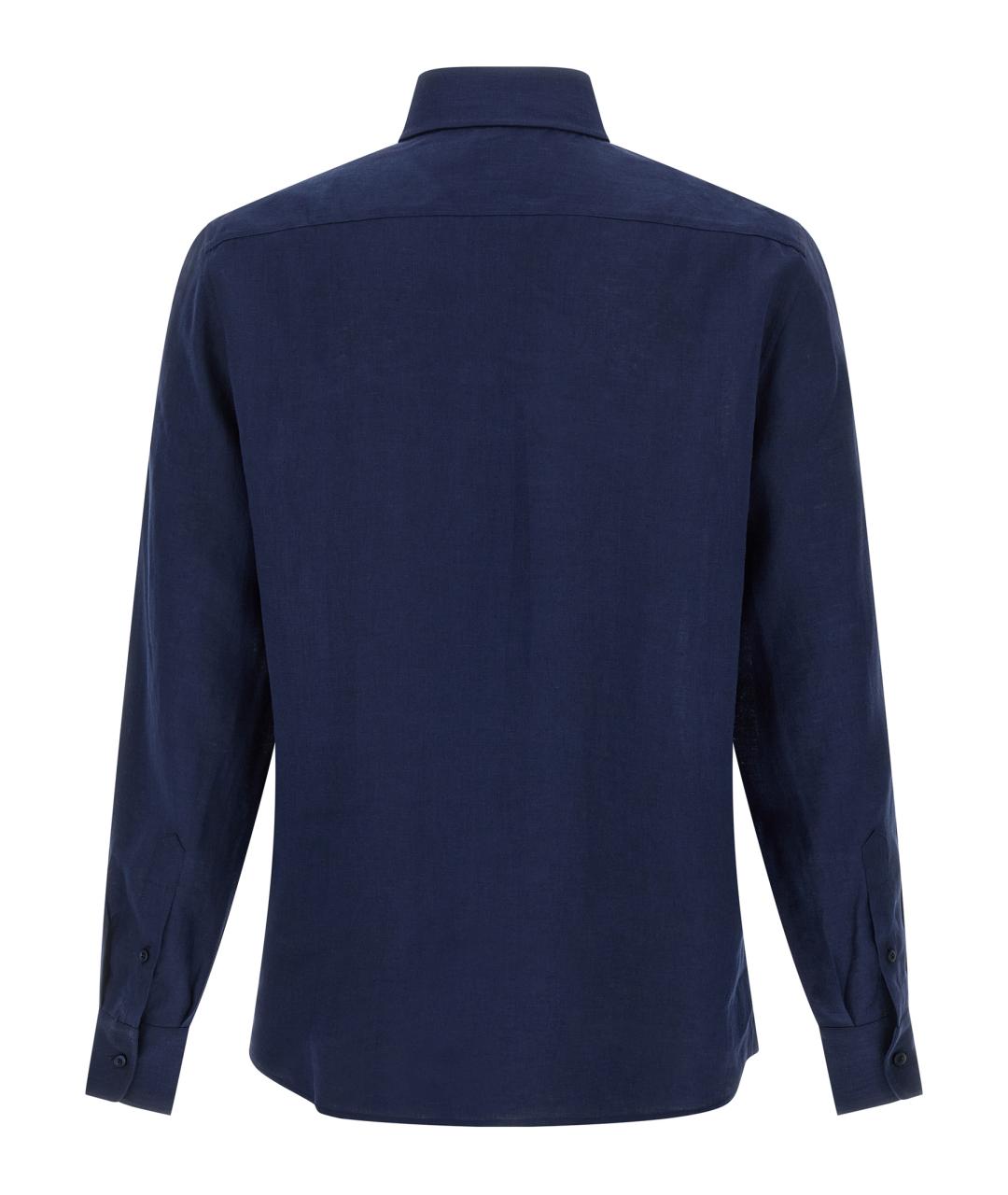 BRUNELLO CUCINELLI Синяя льняная кэжуал рубашка, фото 2