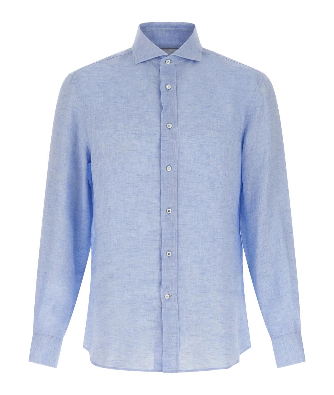 BRUNELLO CUCINELLI Голубая льняная кэжуал рубашка, фото 1