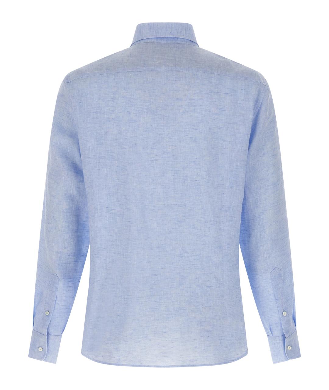 BRUNELLO CUCINELLI Голубая льняная кэжуал рубашка, фото 2
