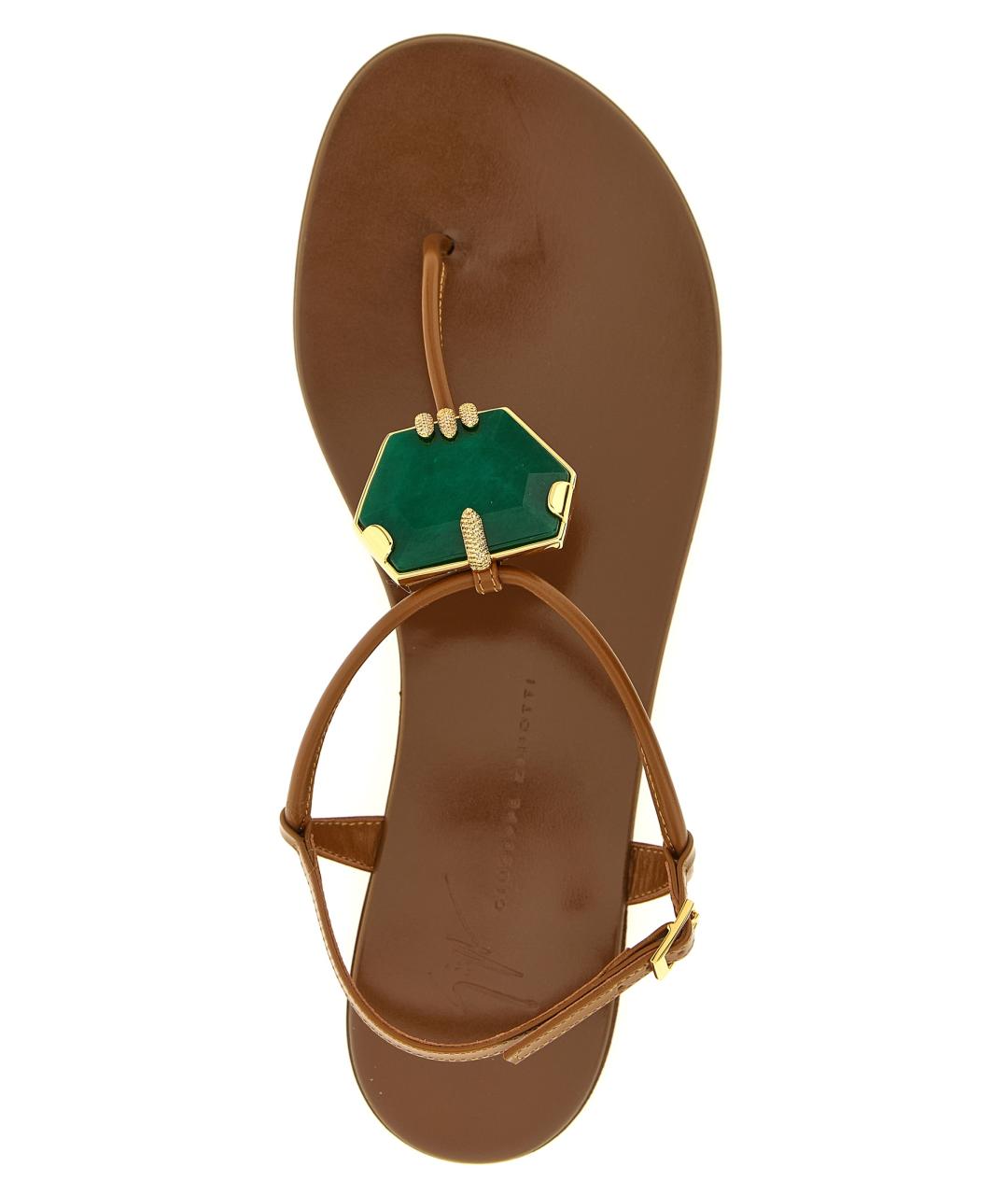 GIUSEPPE ZANOTTI DESIGN Коричневые кожаные босоножки, фото 4