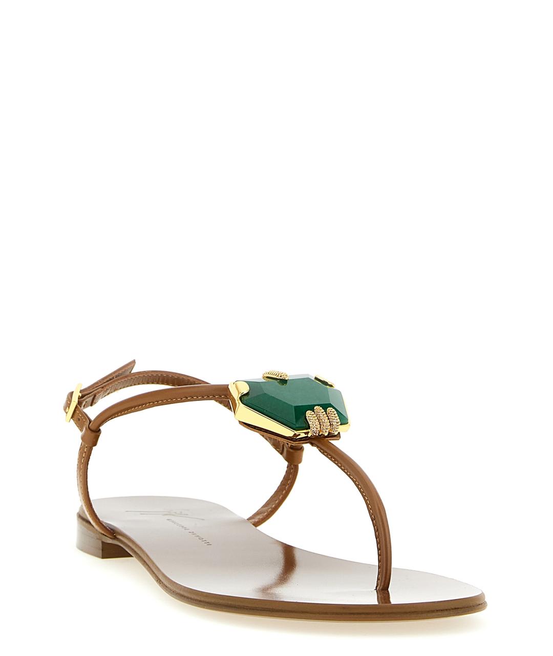 GIUSEPPE ZANOTTI DESIGN Коричневые кожаные босоножки, фото 2