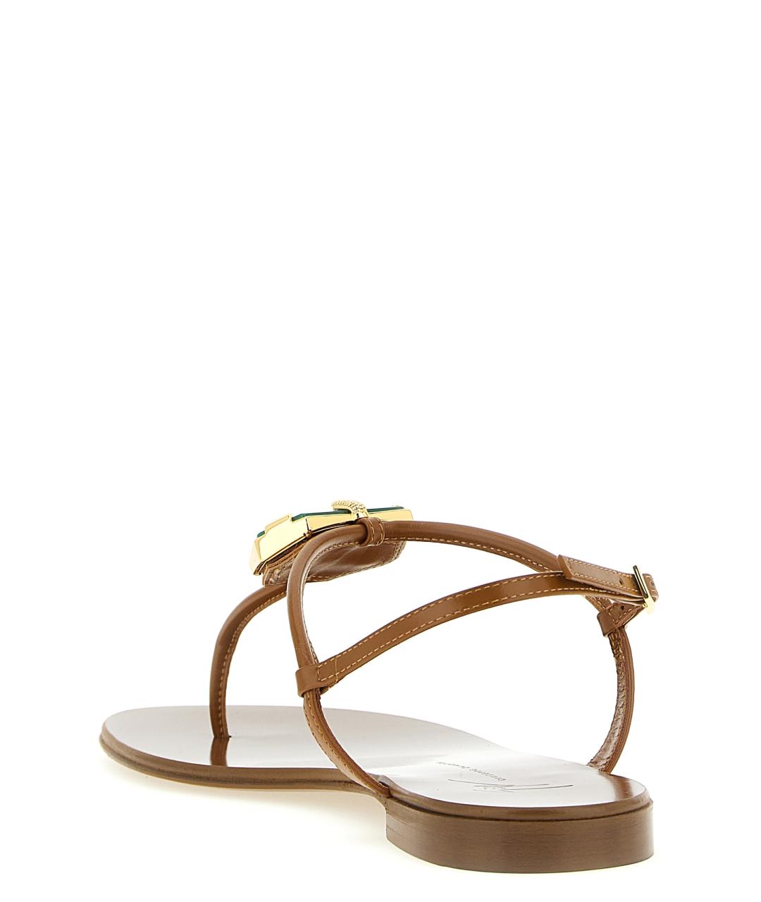 GIUSEPPE ZANOTTI DESIGN Коричневые кожаные босоножки, фото 3