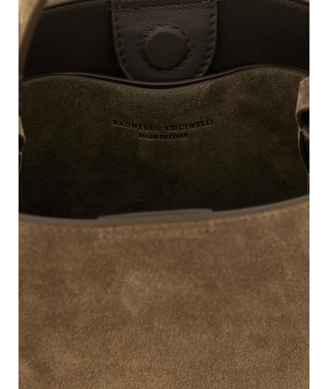 BRUNELLO CUCINELLI Коричневая замшевая сумка тоут, фото 4