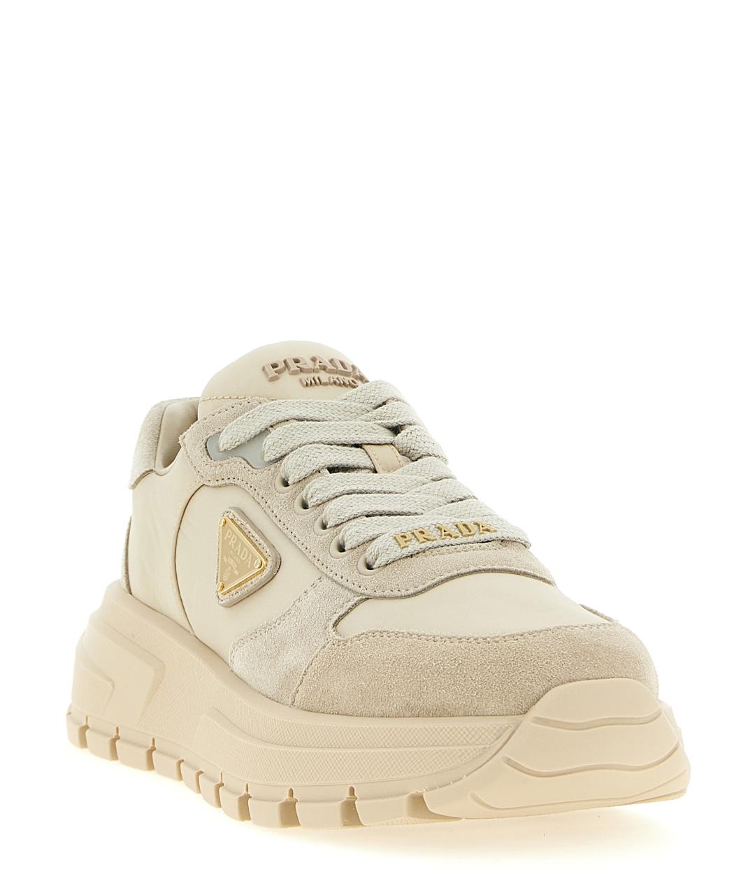 PRADA Бежевые замшевые кроссовки, фото 2