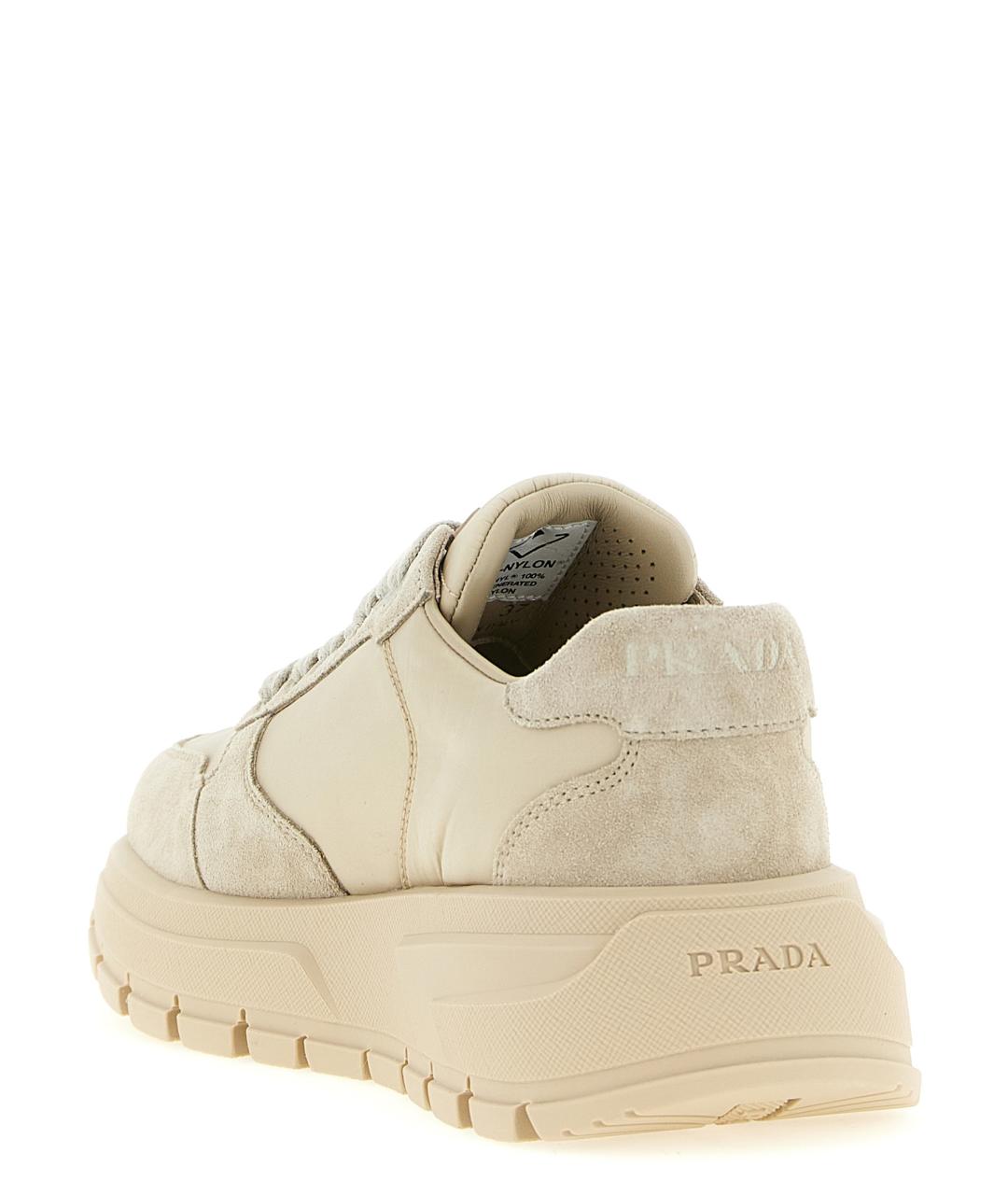 PRADA Бежевые замшевые кроссовки, фото 3