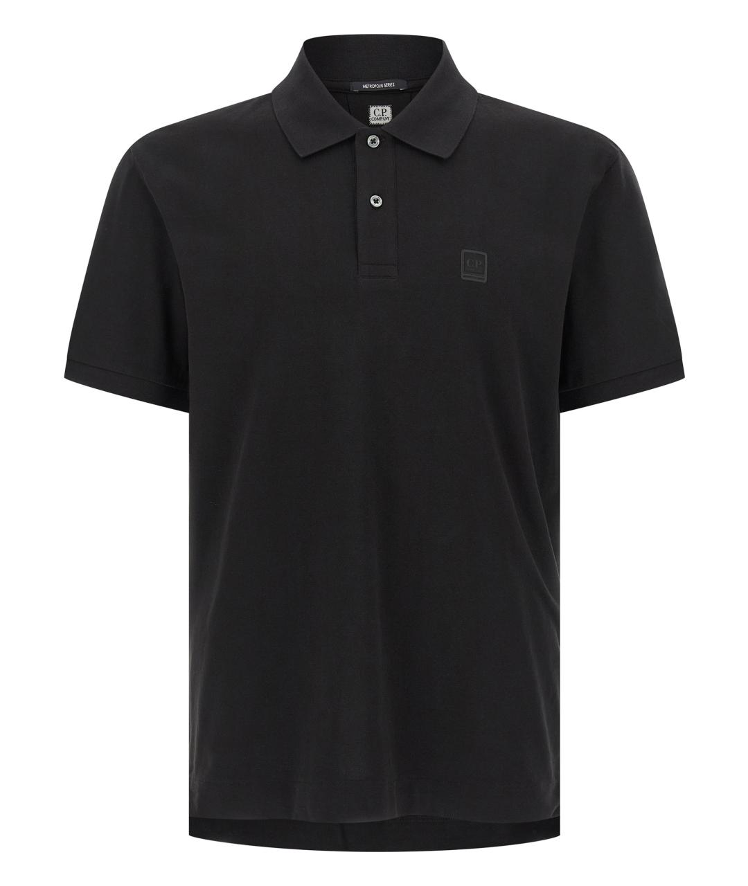 CP COMPANY Черное хлопковое поло с коротким рукавом, фото 1