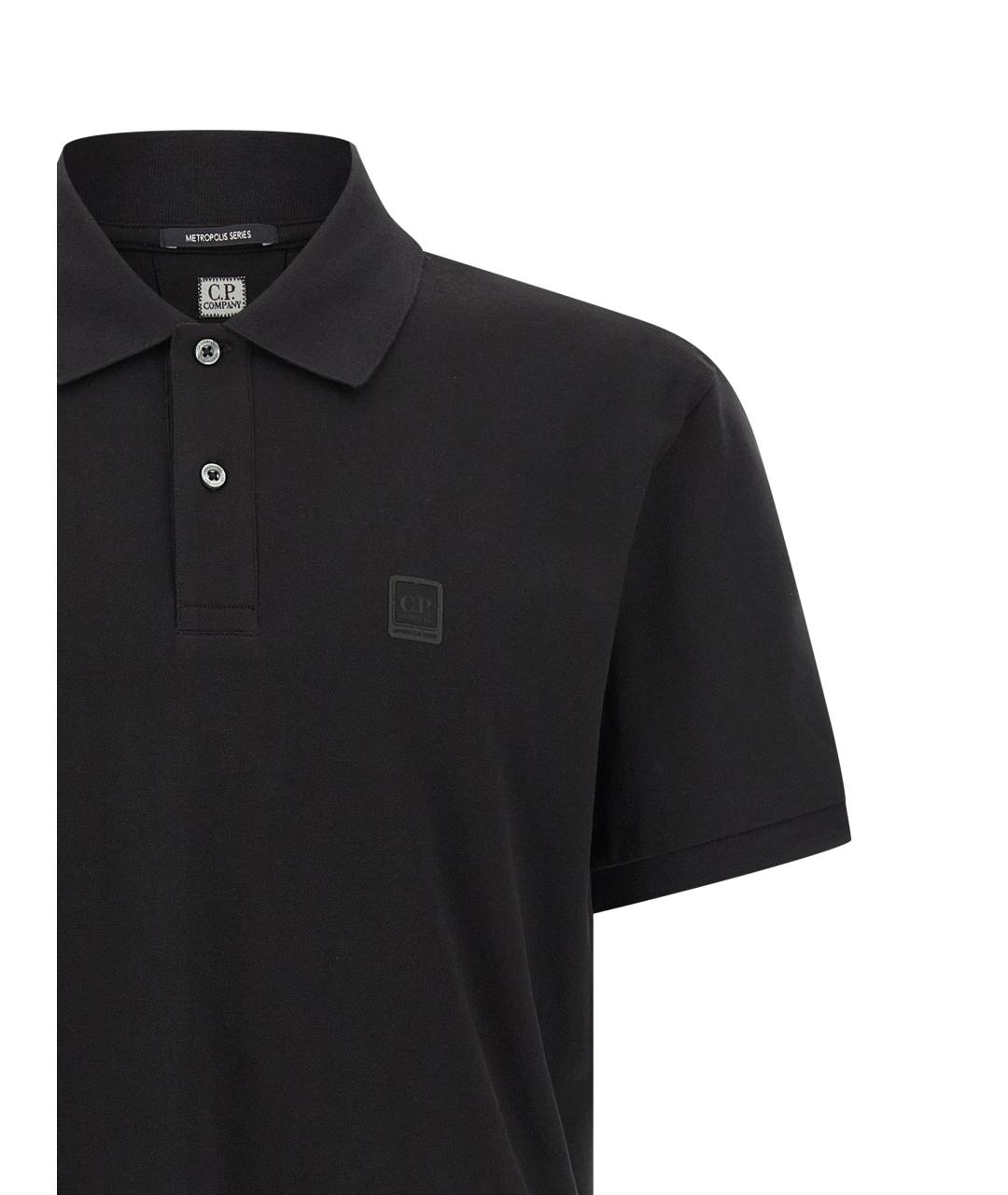 CP COMPANY Черное хлопковое поло с коротким рукавом, фото 3
